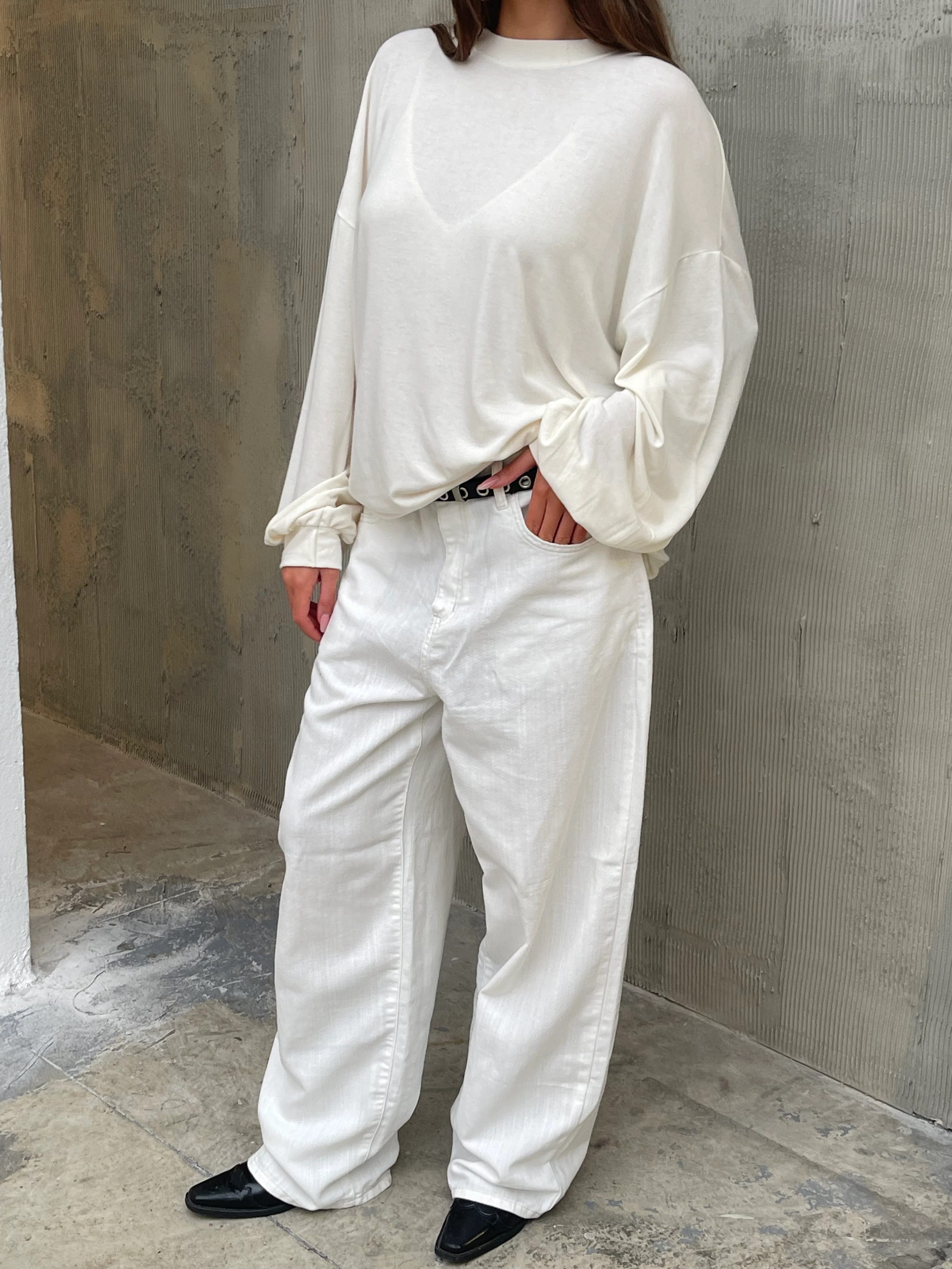 Basic Long Sleeve Tee Ivory - Image 6