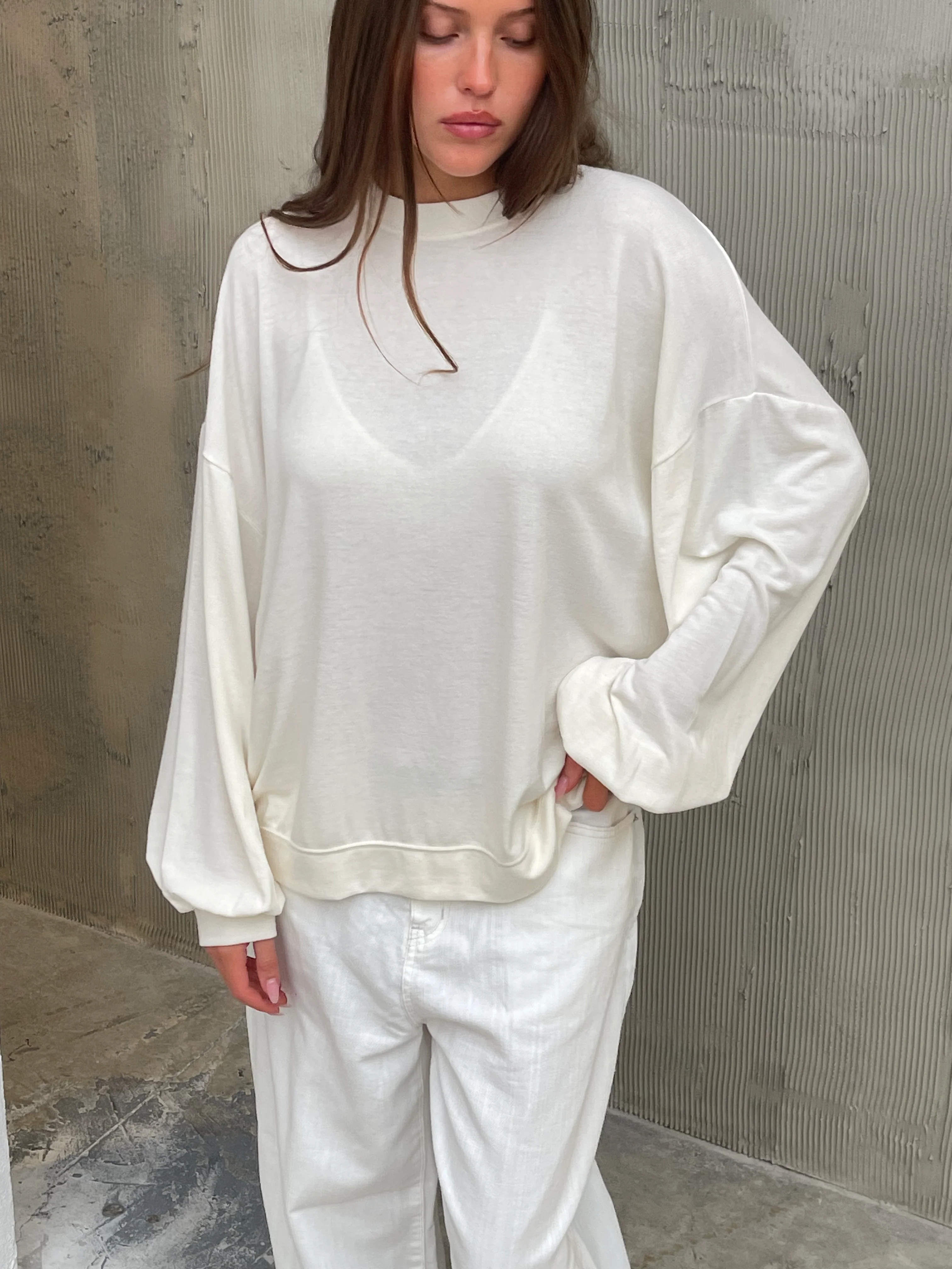 Basic Long Sleeve Tee Ivory - Image 8