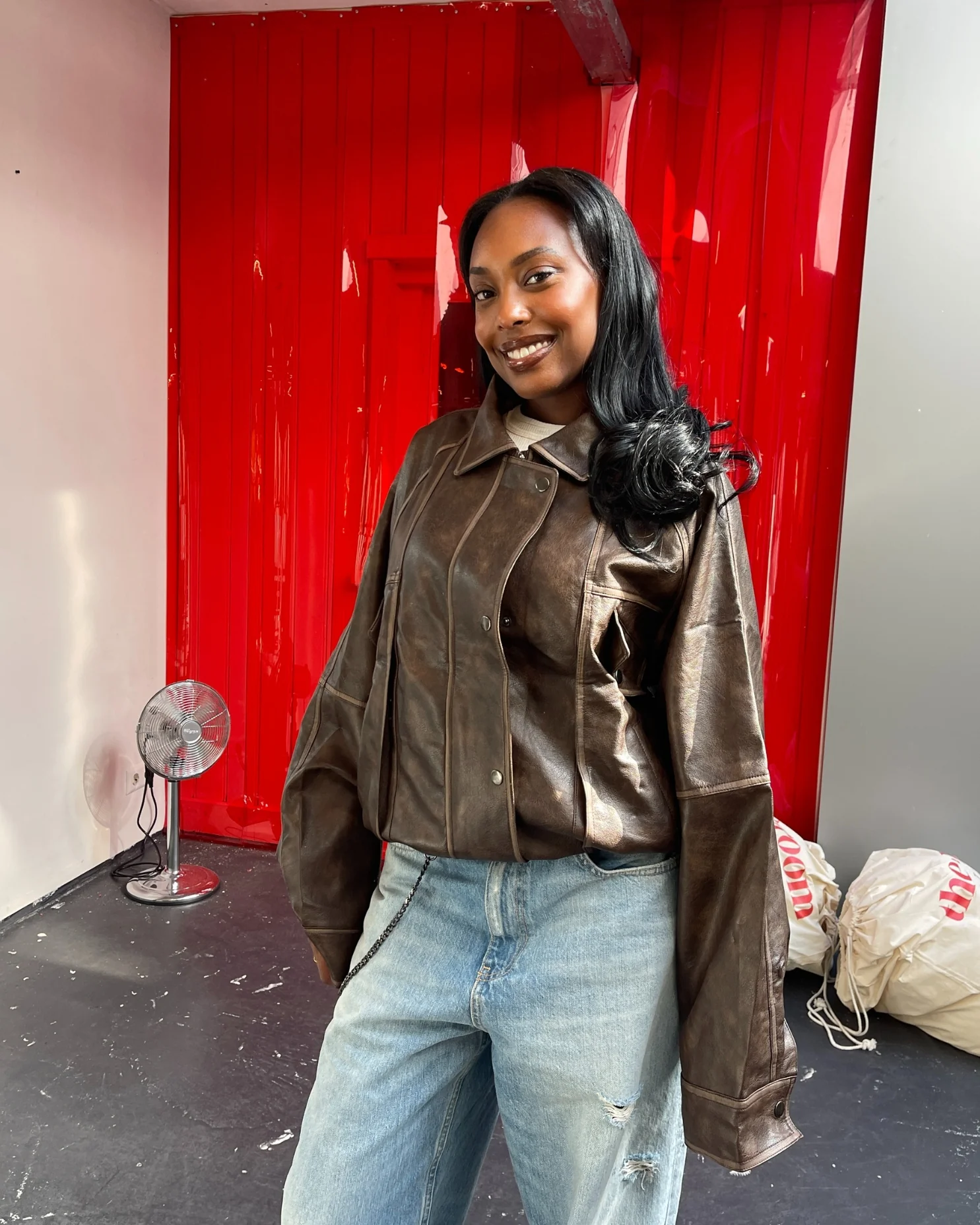 Contrast Stitch Buttoned Jacket Brown - Image 6