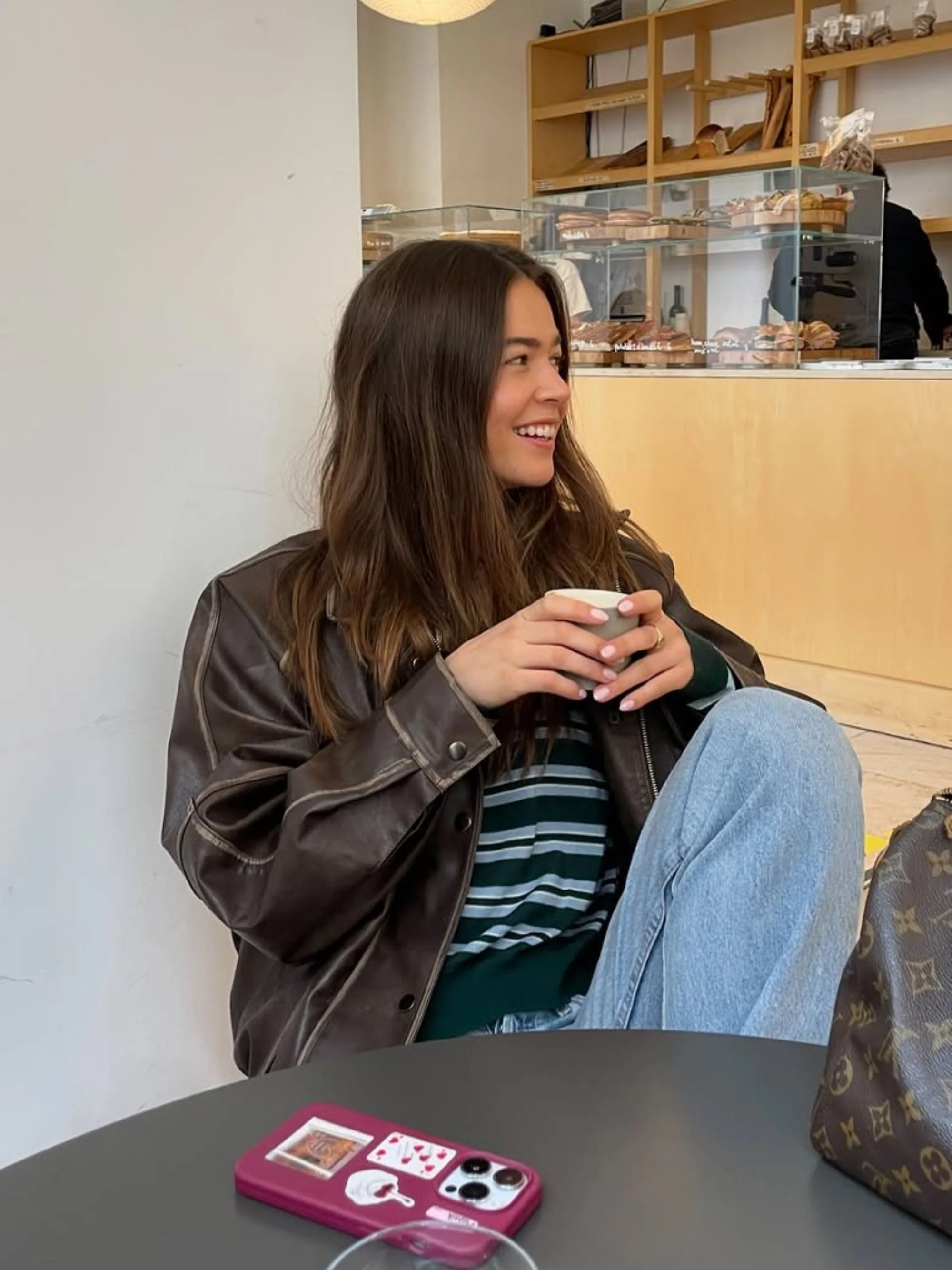 Contrast Stitch Buttoned Jacket Brown - Image 7