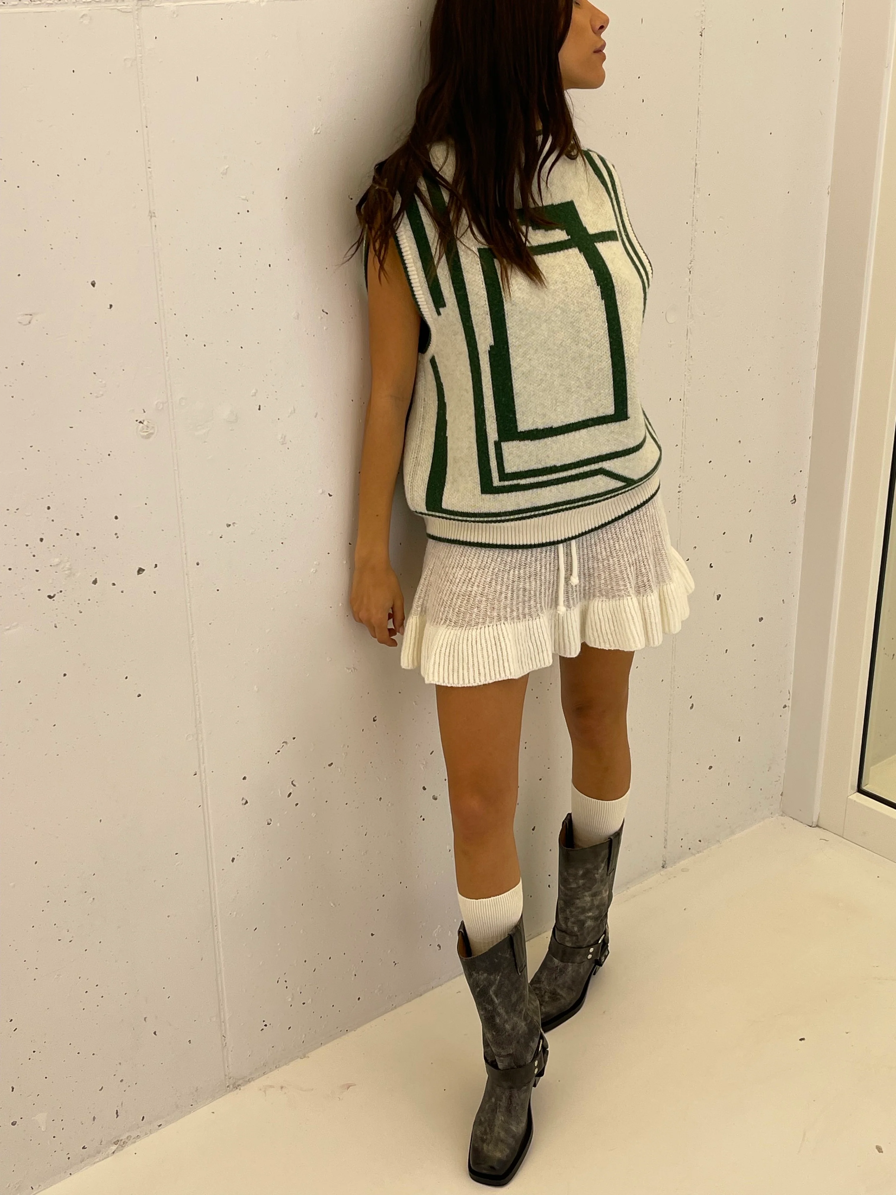 Graphic Wool Spencer Green - Image 3