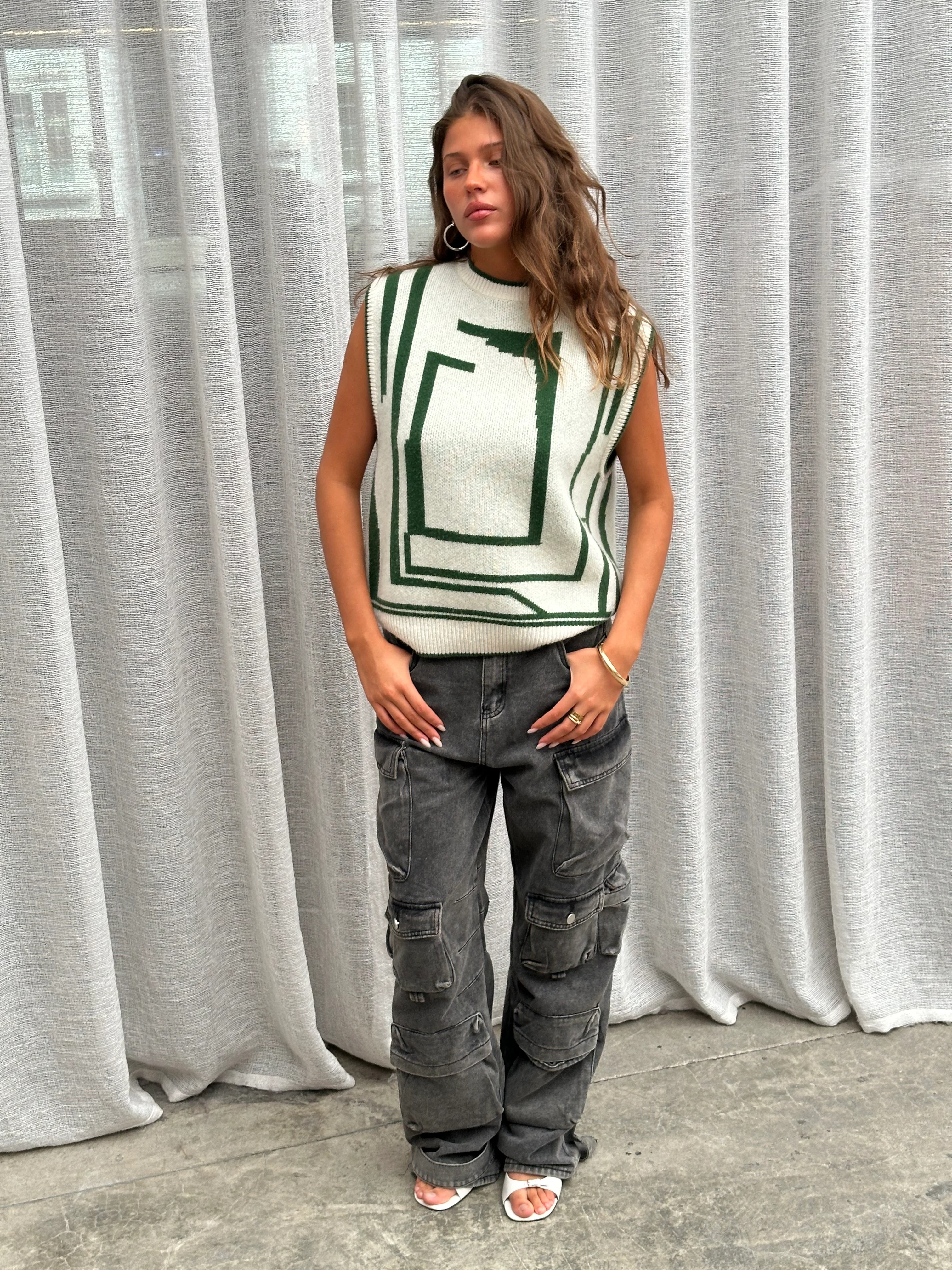 Graphic Wool Spencer Green - Image 8