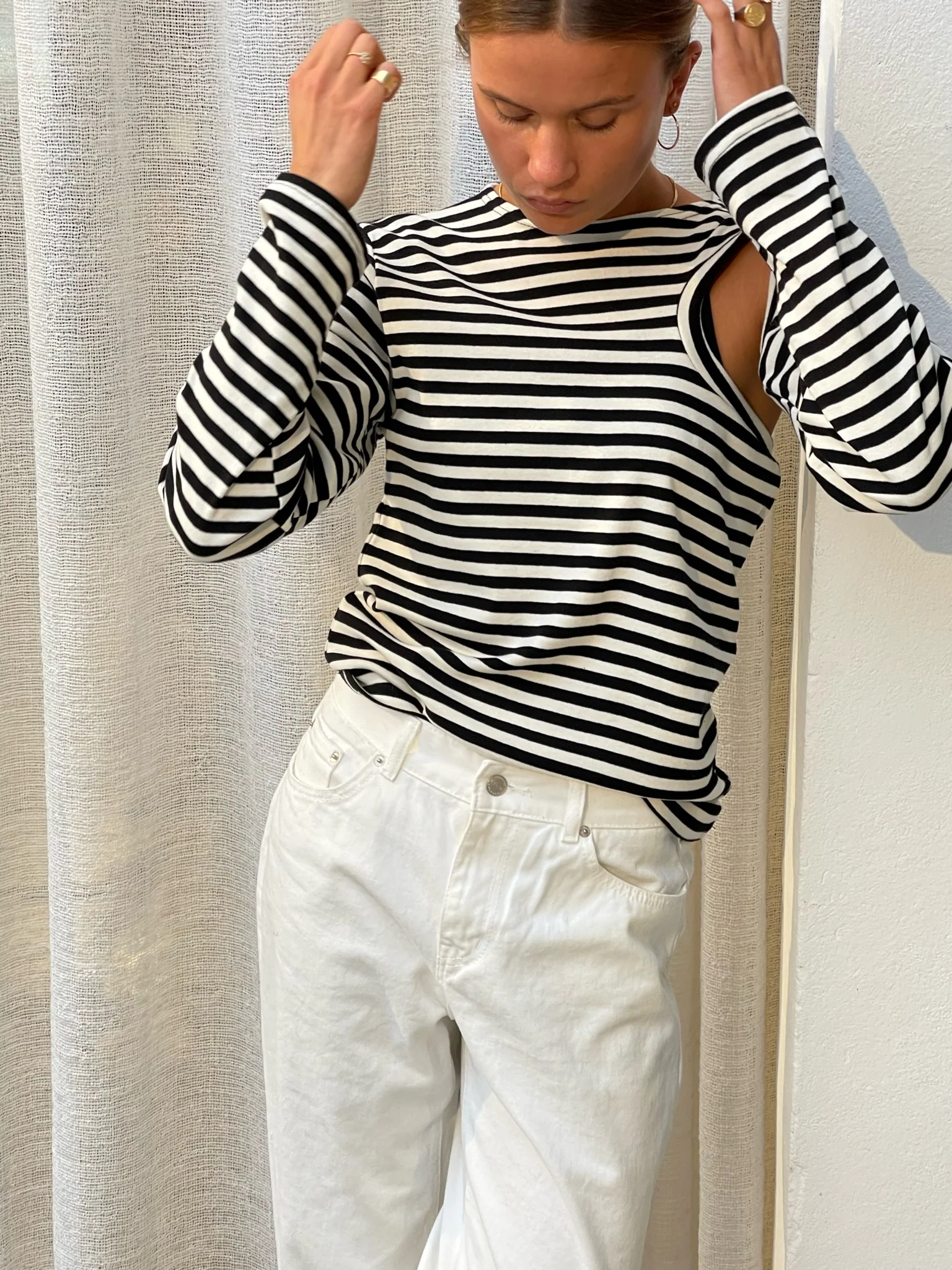 Cut Out Striped Long Sleeve Tee - Image 7