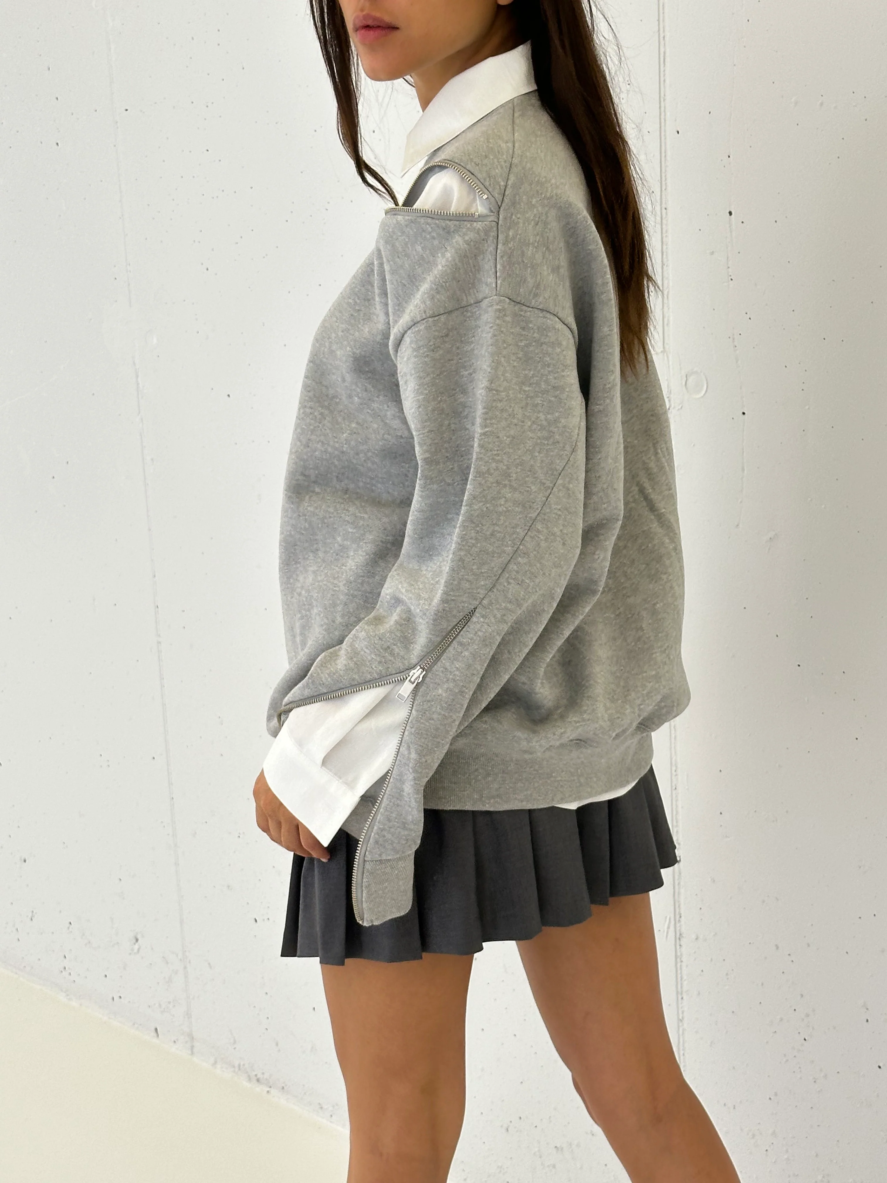 Diagonal Zipped Sweater Grey - Image 3