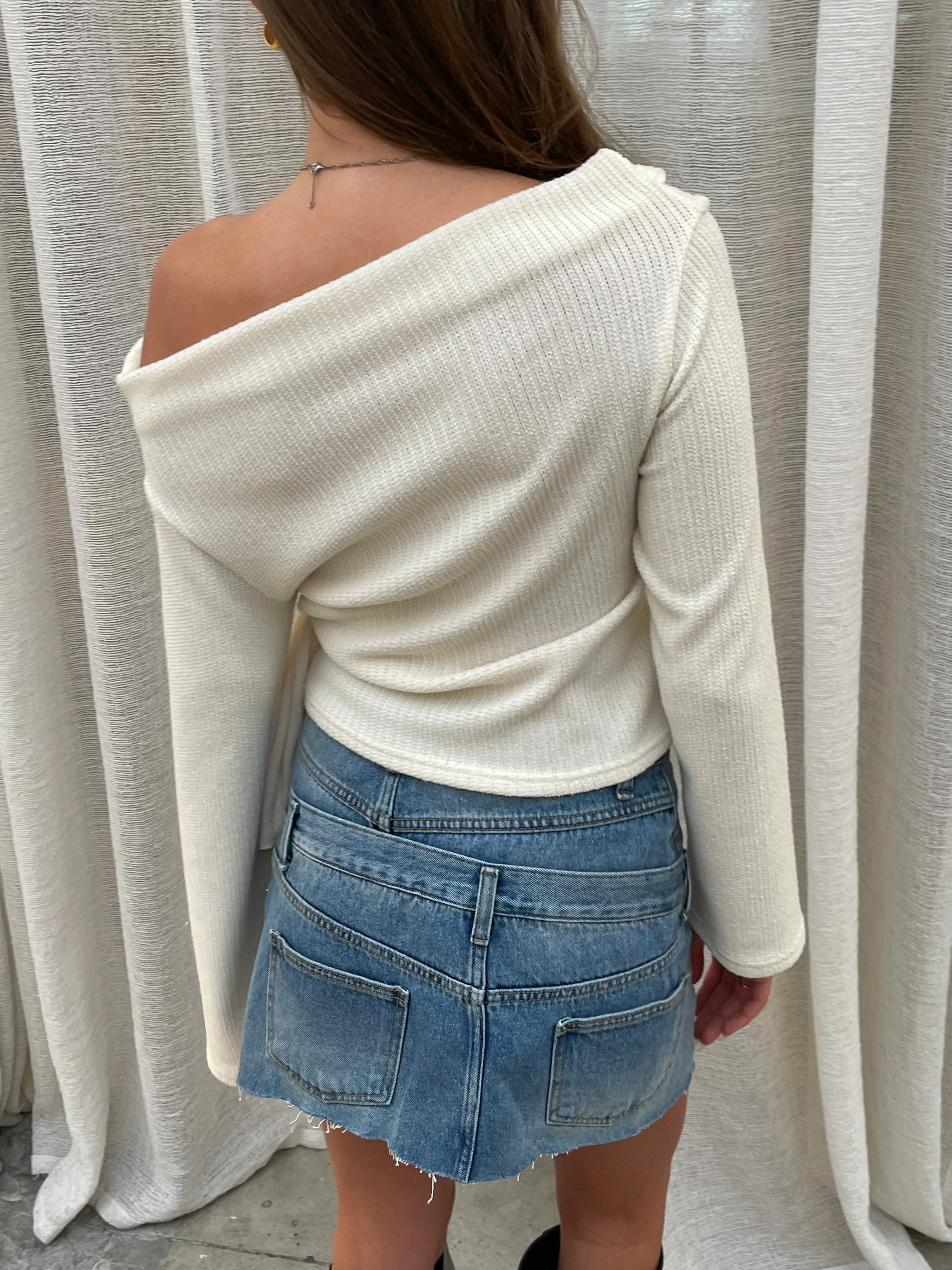 Double Layered Denim Mini Skirt - Image 5