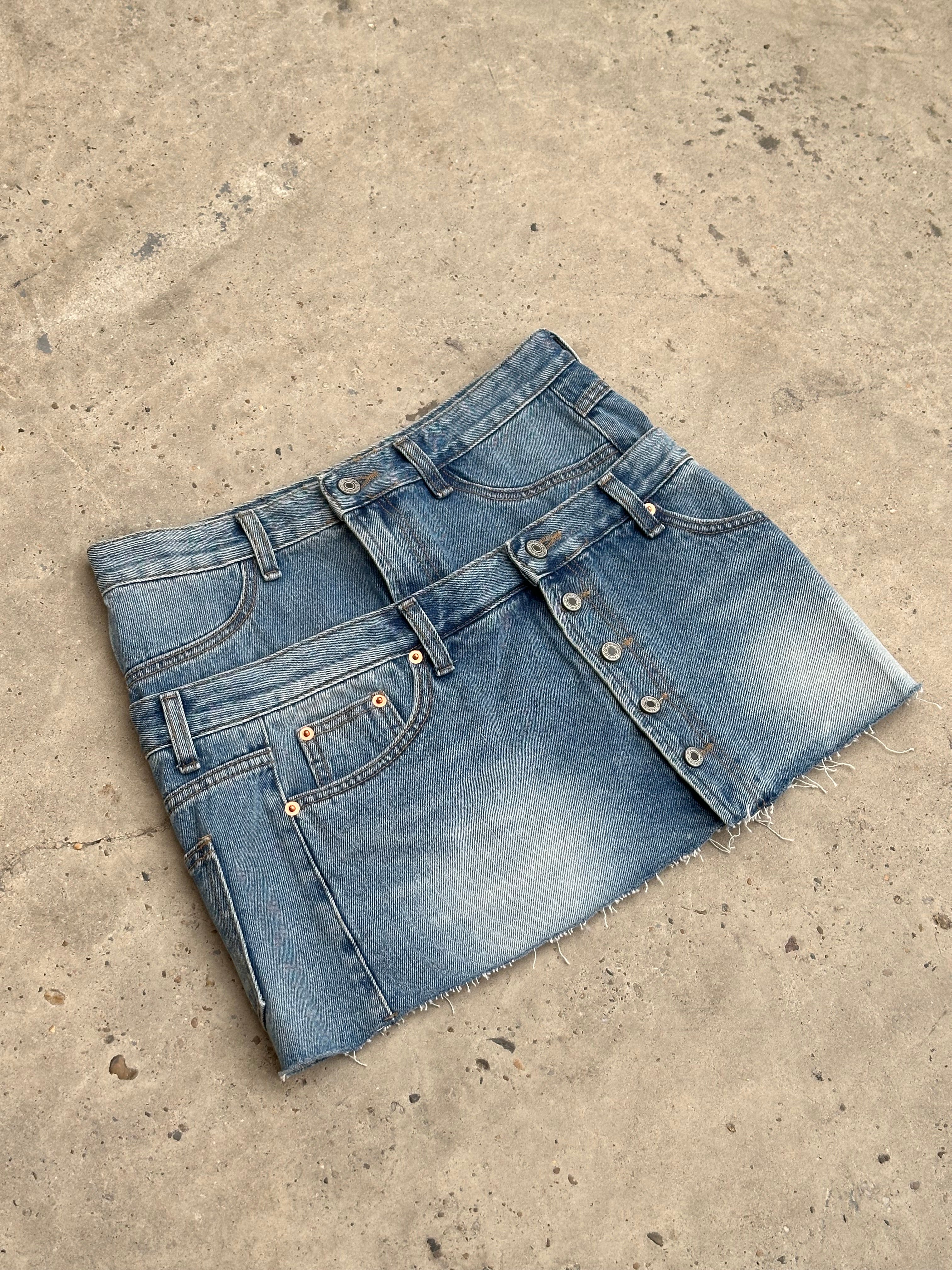 Double Layered Denim Mini Skirt - Image 7
