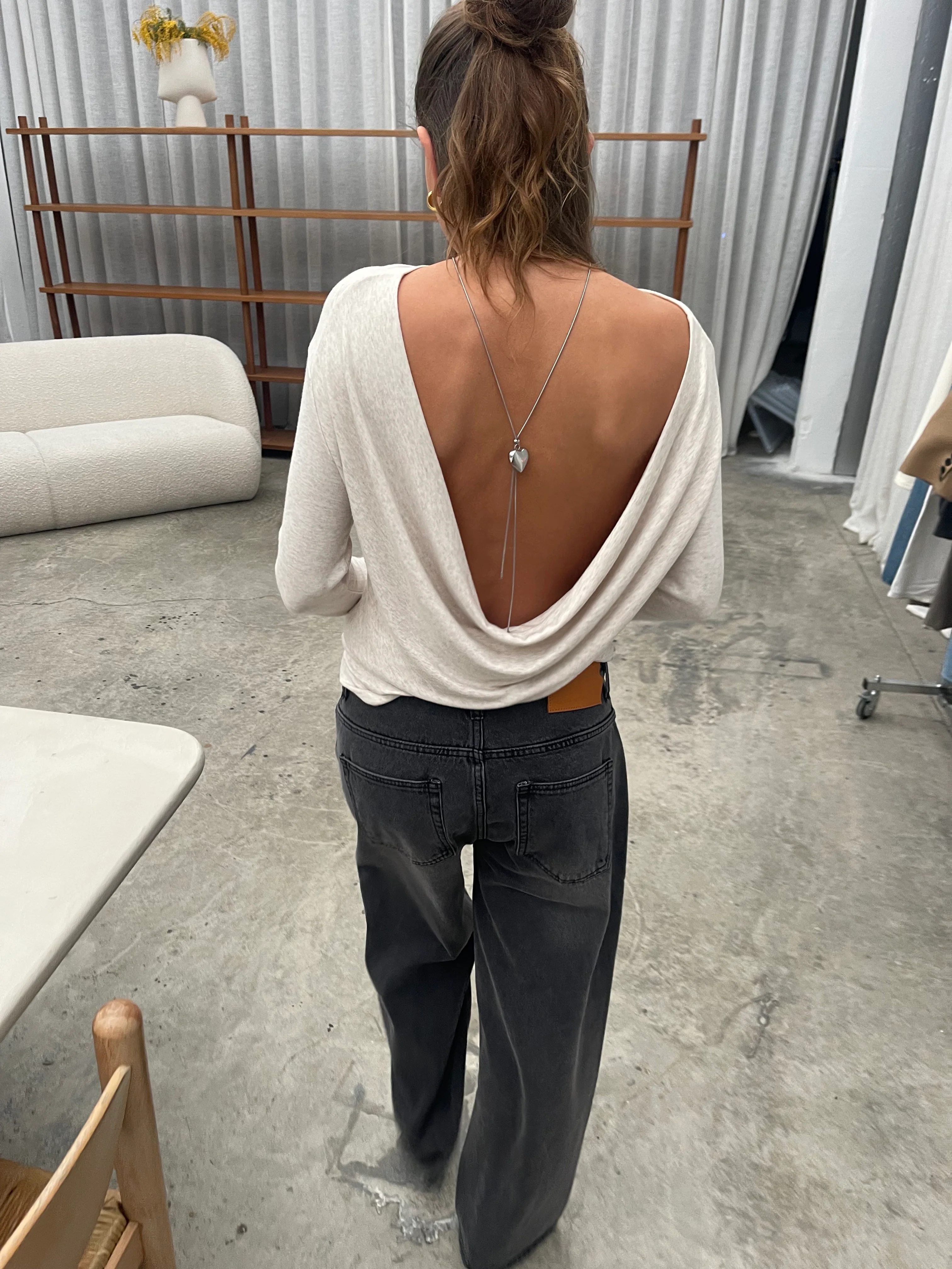 Draped Back Top Oatmeal - Image 10
