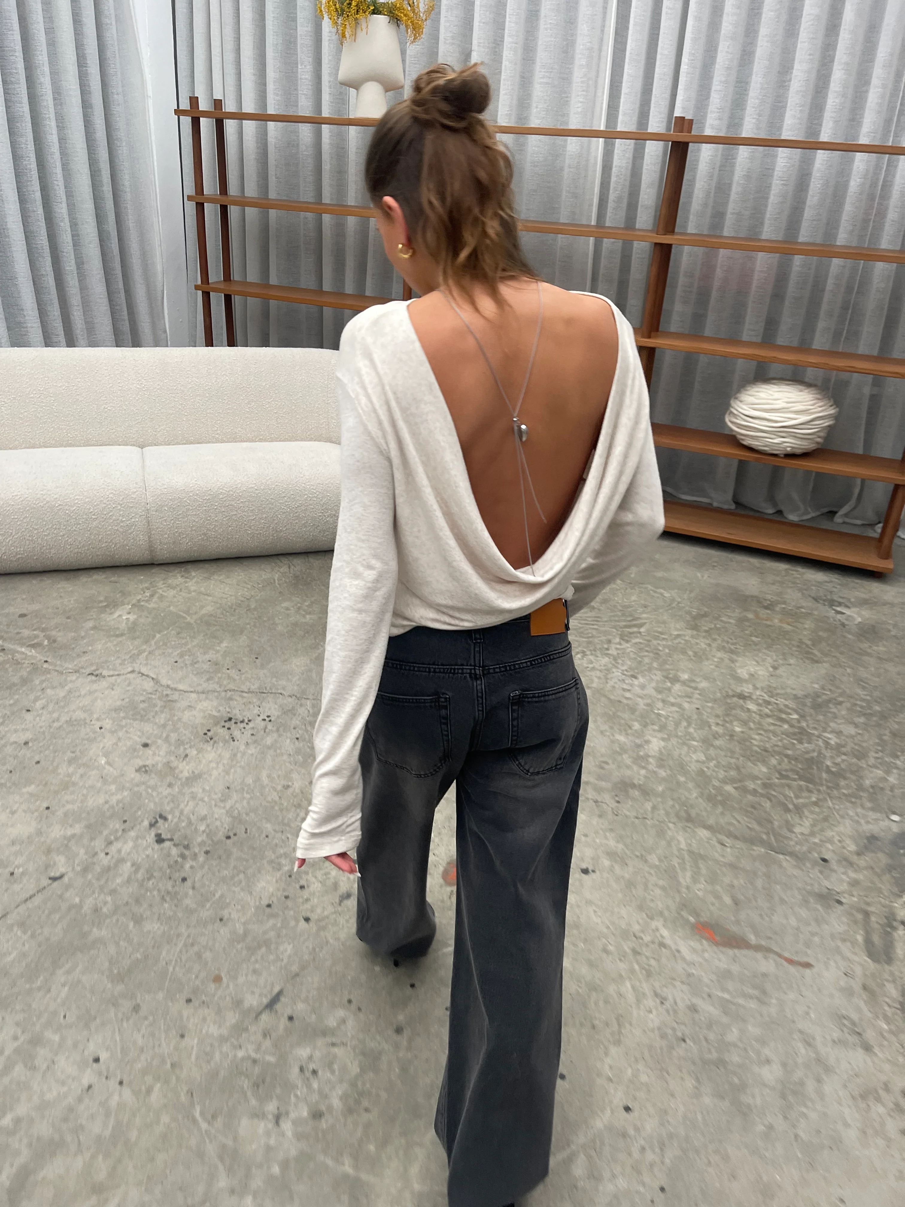 Draped Back Top Oatmeal - Image 11