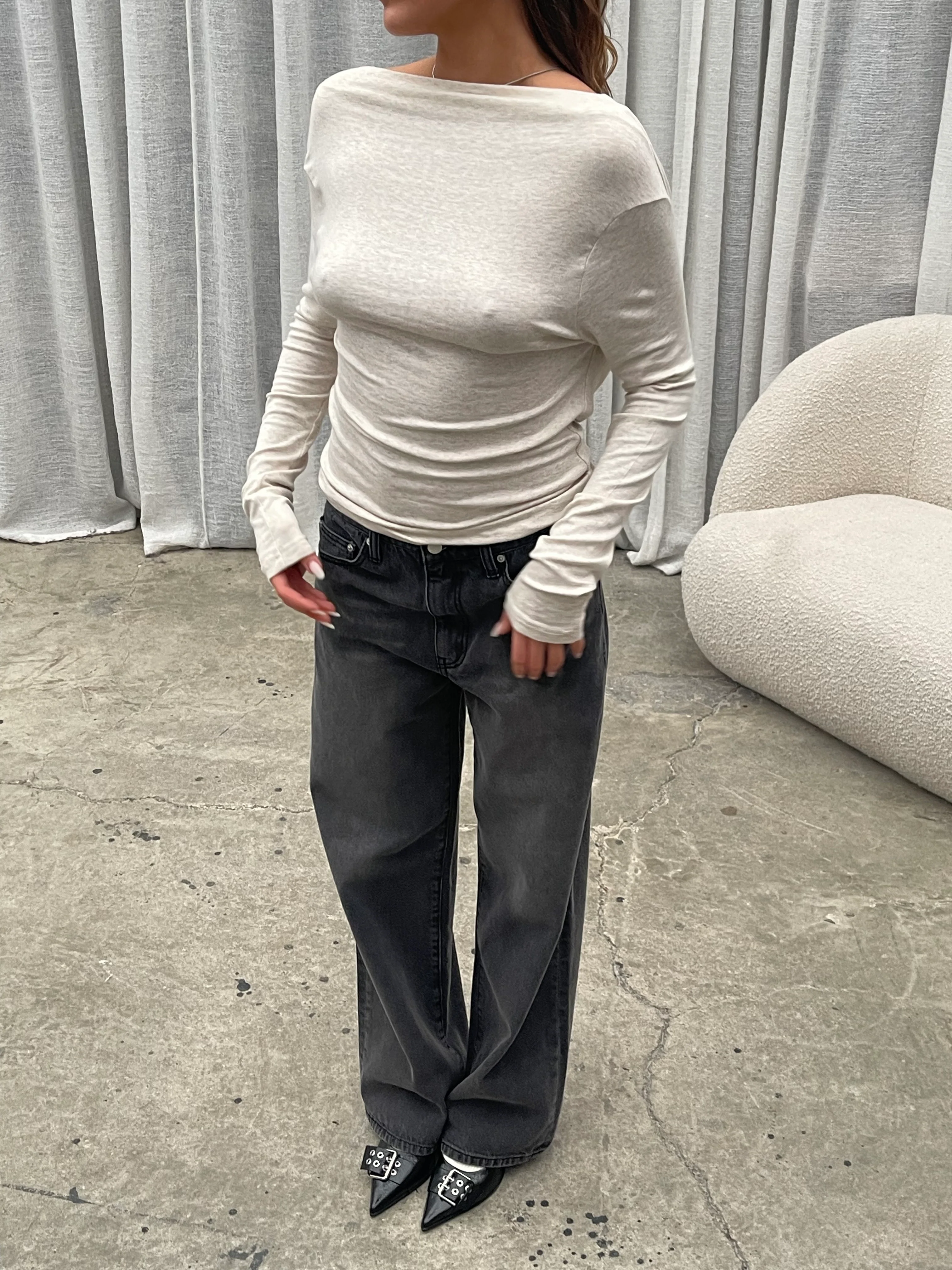 Draped Back Top Oatmeal - Image 15