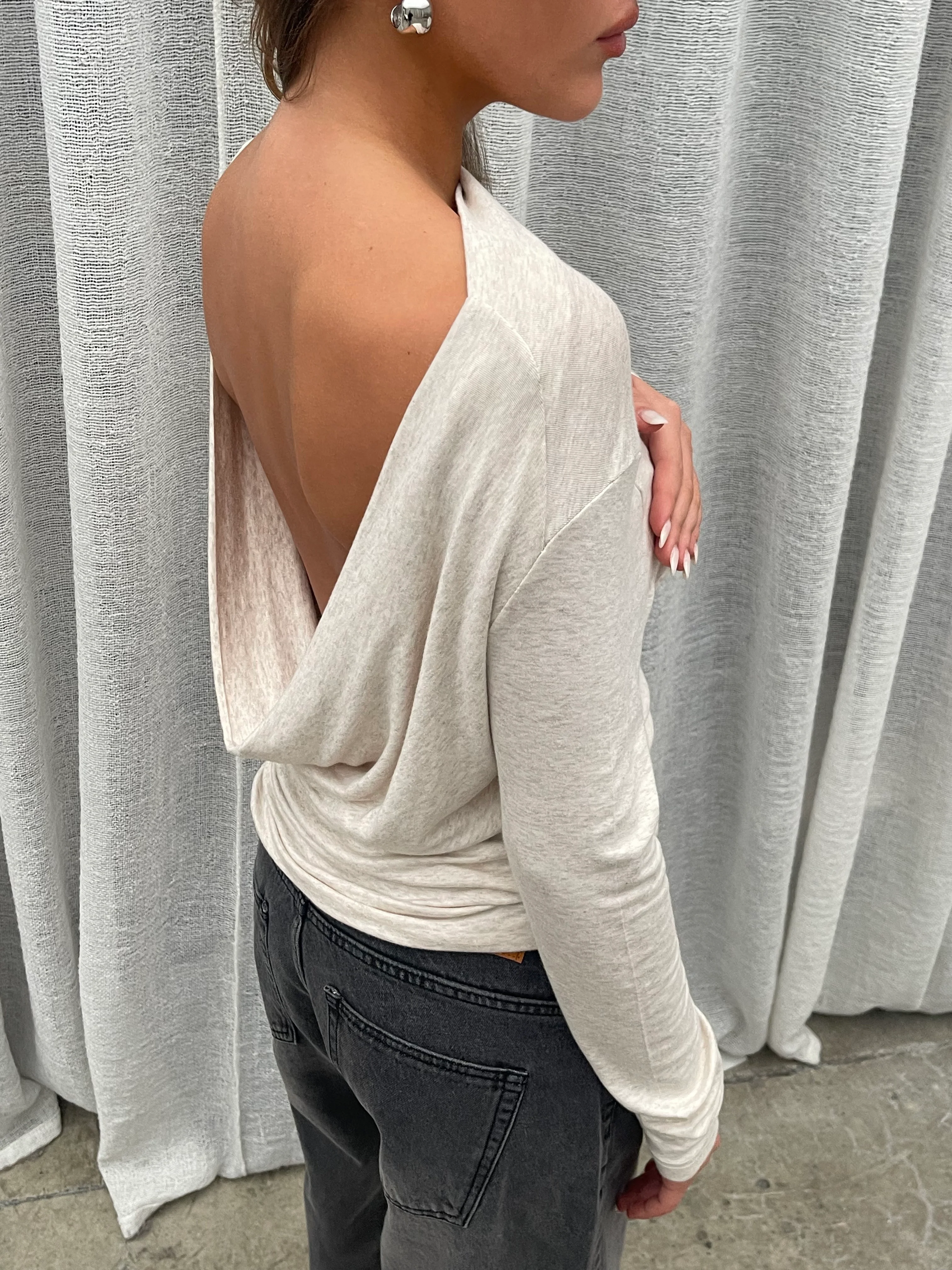 Draped Back Top Oatmeal - Image 19