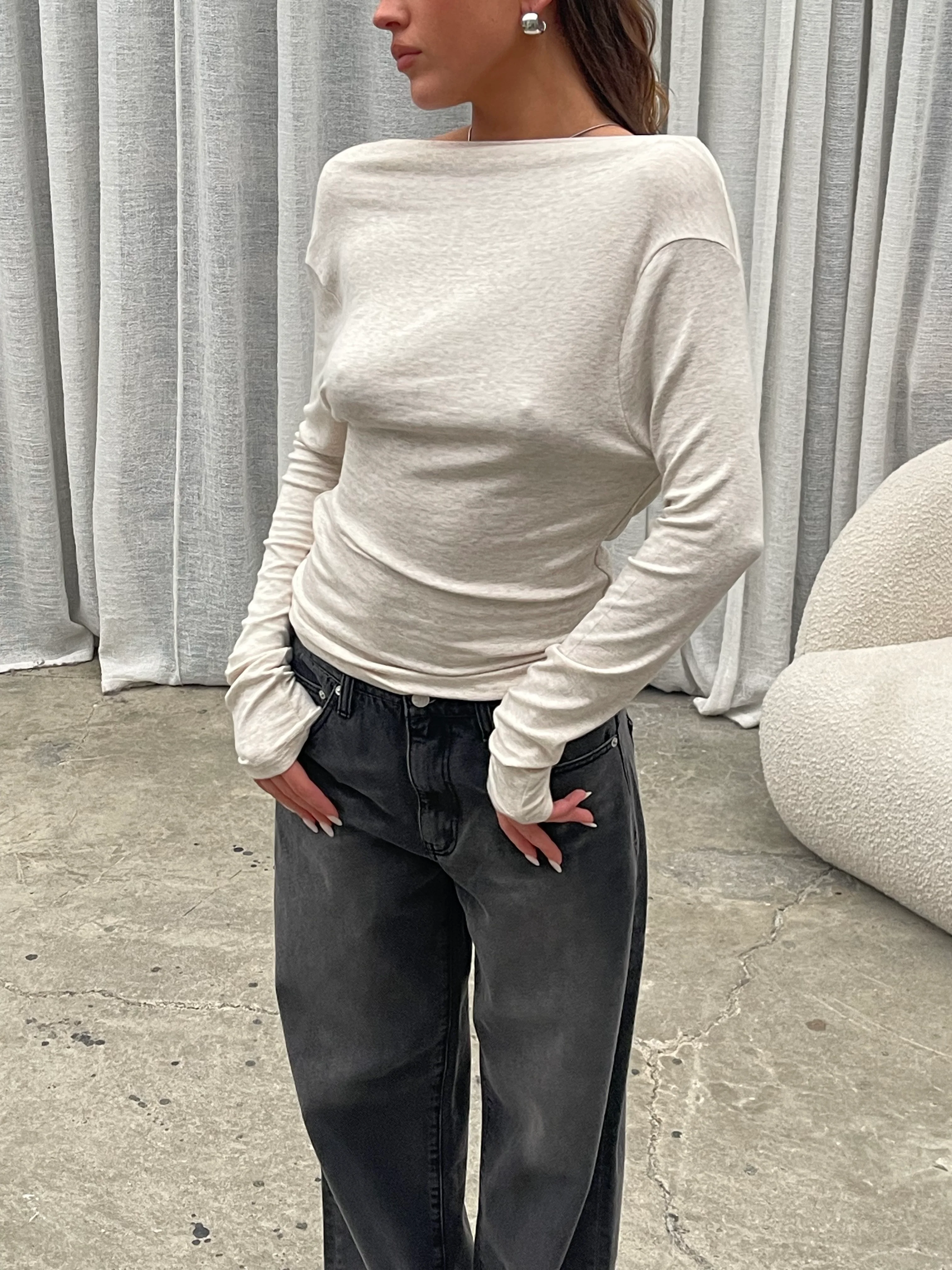 Draped Back Top Oatmeal - Image 8