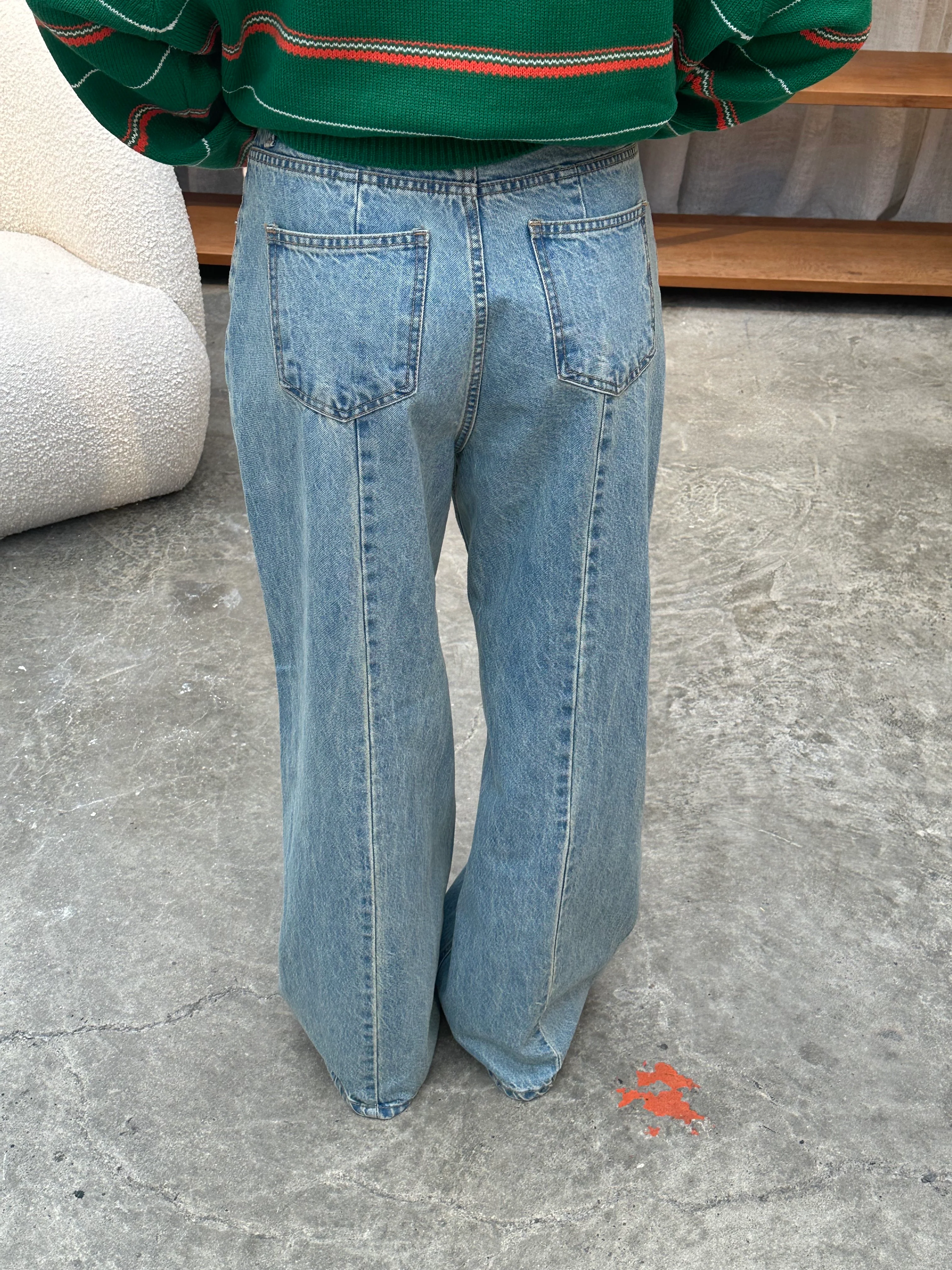 Flared Seam Detail Jeans Light Blue - Image 10