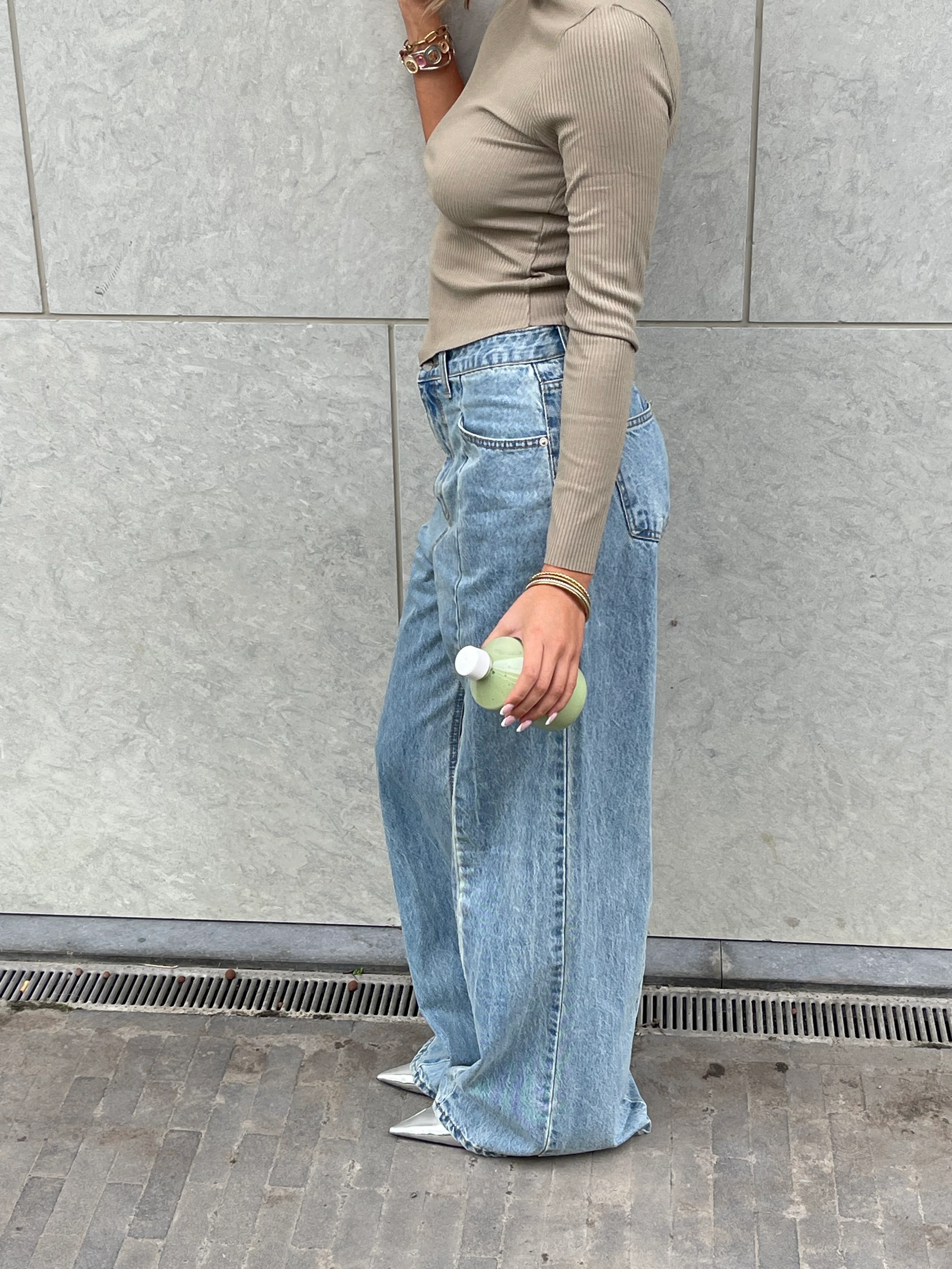 Flared Seam Detail Jeans Light Blue - Image 8