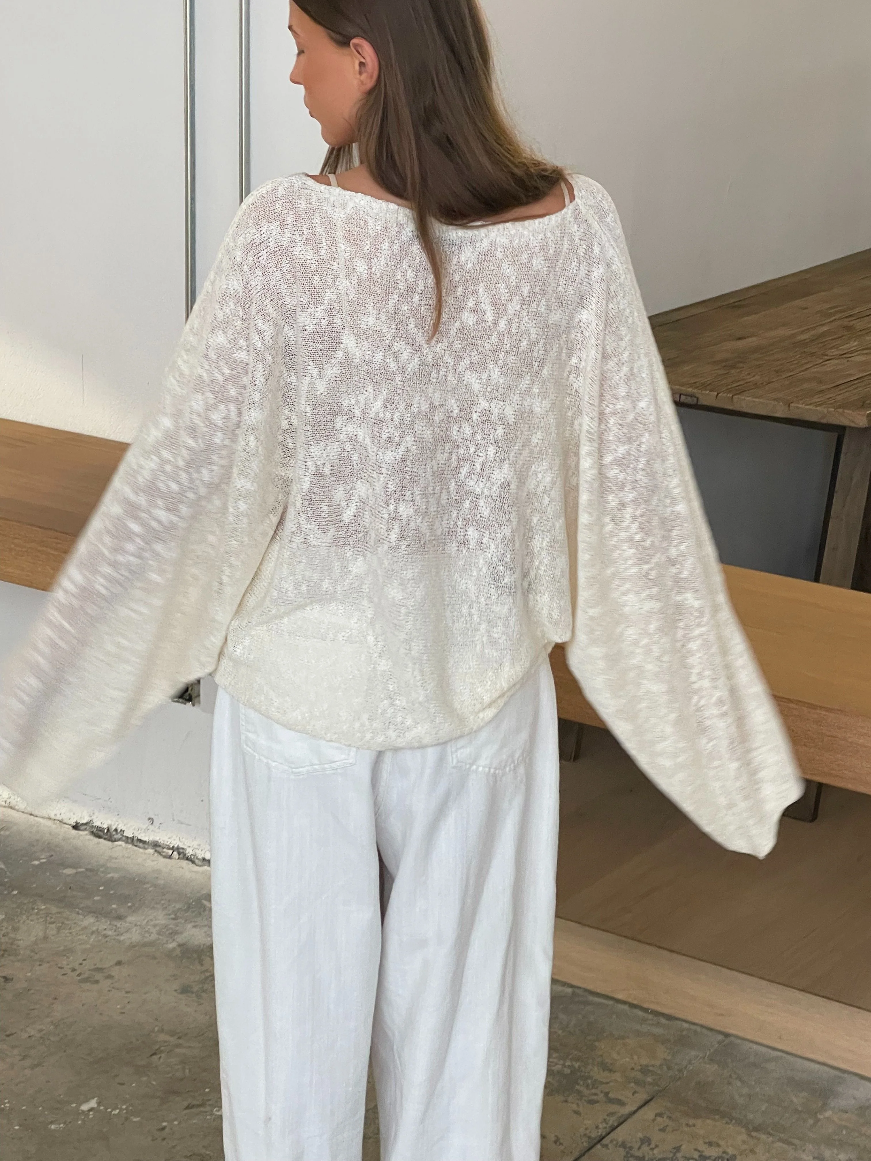 Cloud Knitted Open Style Cardigan Cream - Image 10