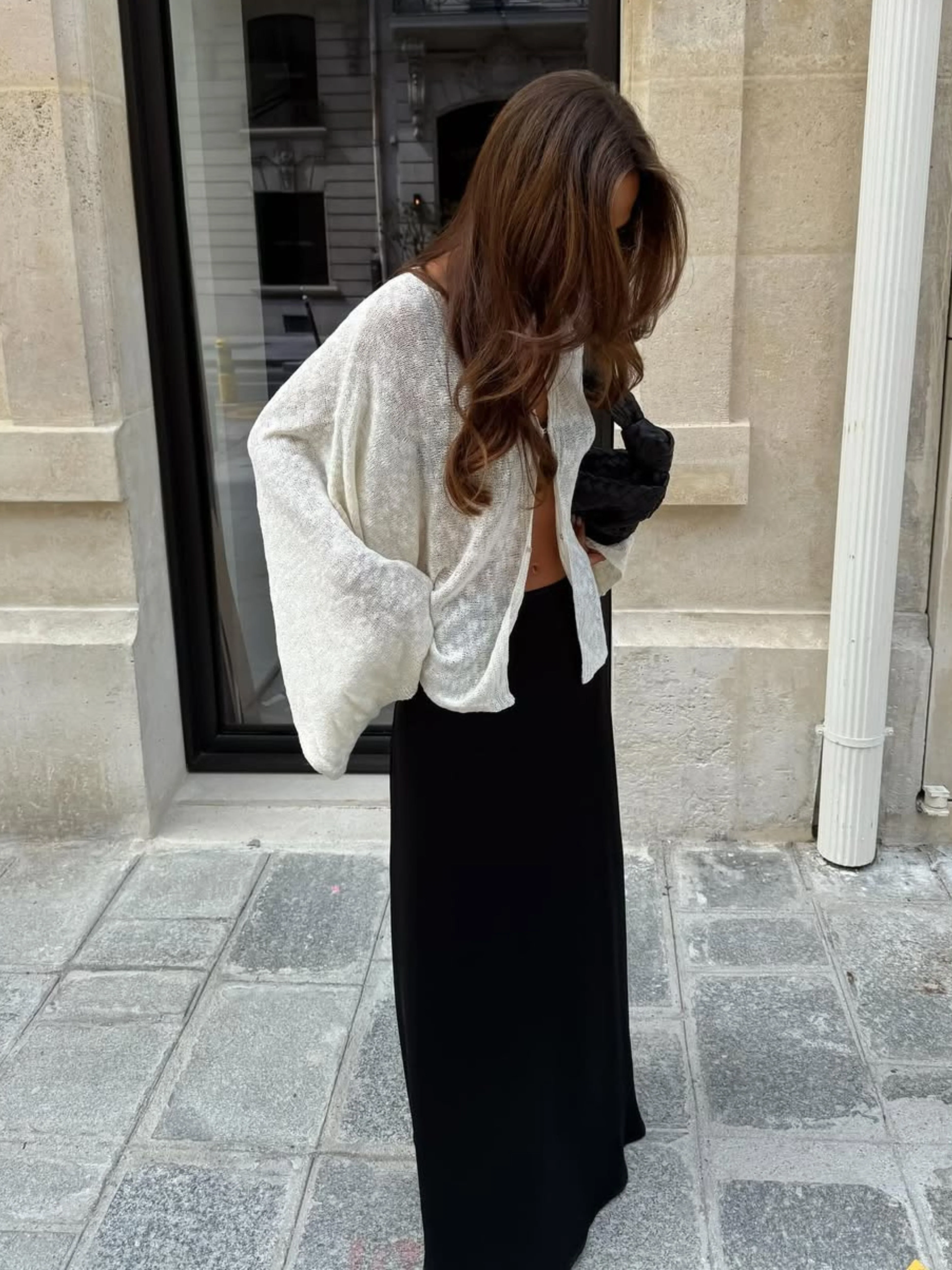 Cloud Knitted Open Style Cardigan Cream - Image 4