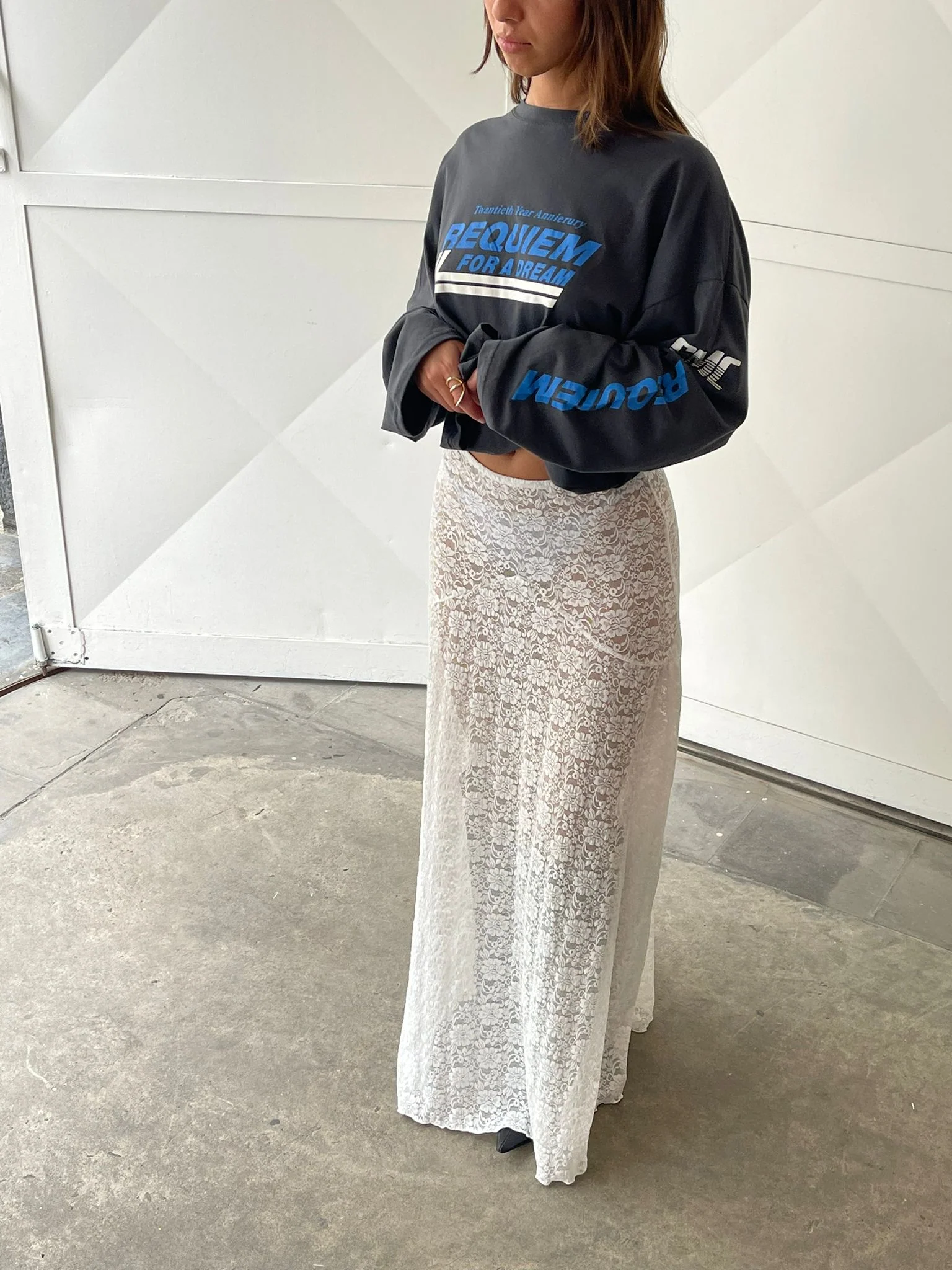 Long Lace Skirt White - Image 13