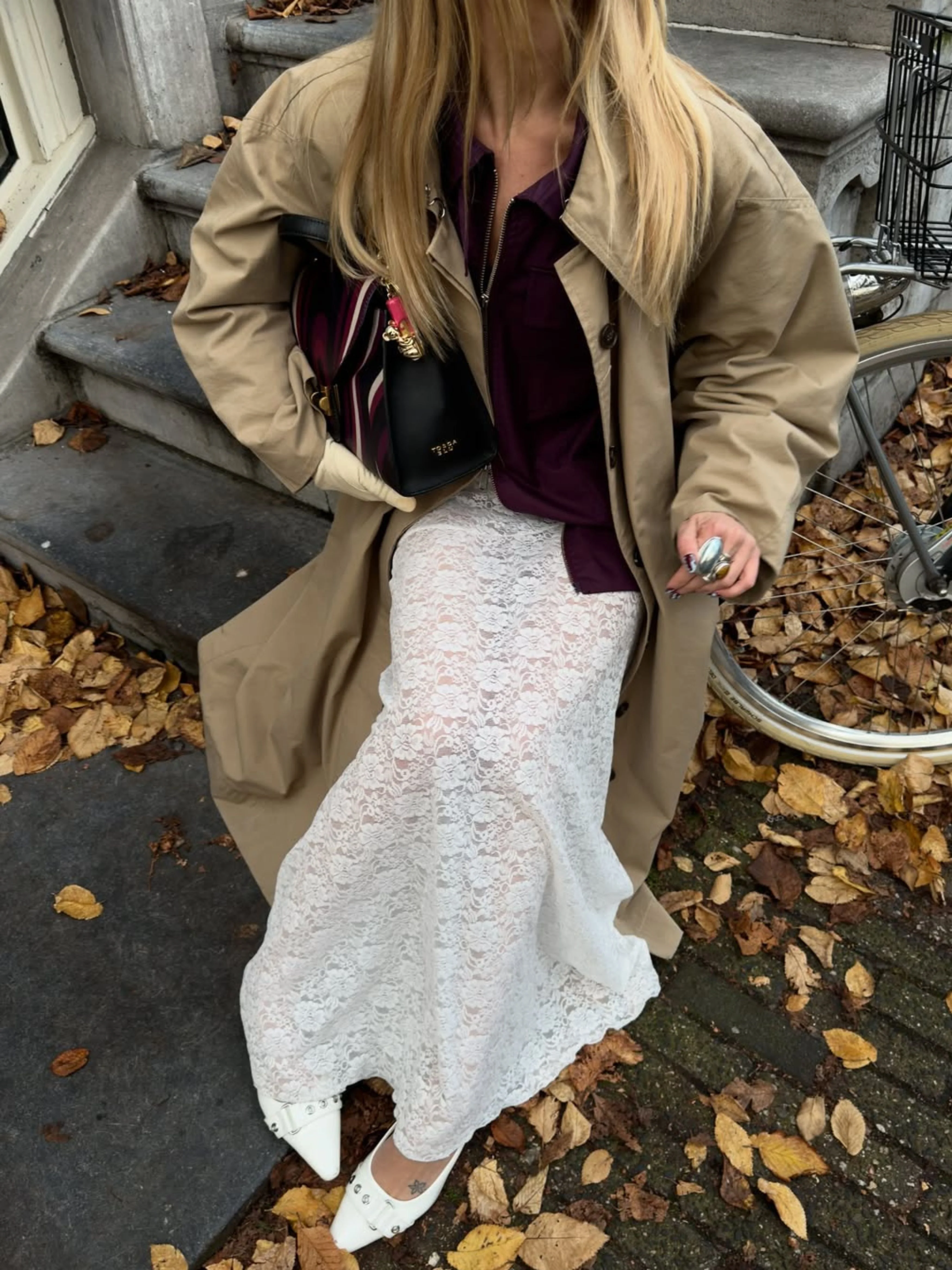 Long Lace Skirt White - Image 4