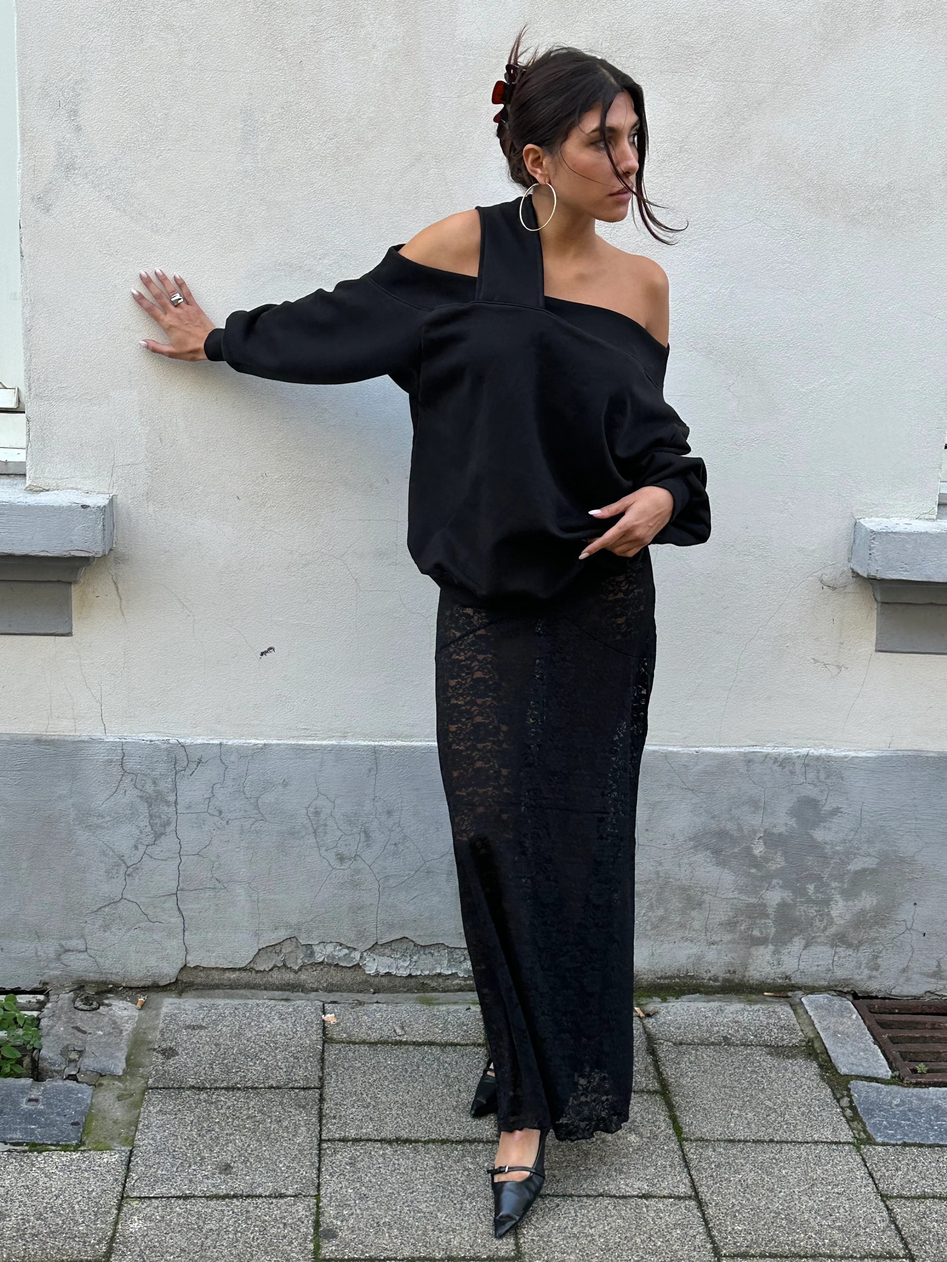 Long Lace Skirt Black - Image 3