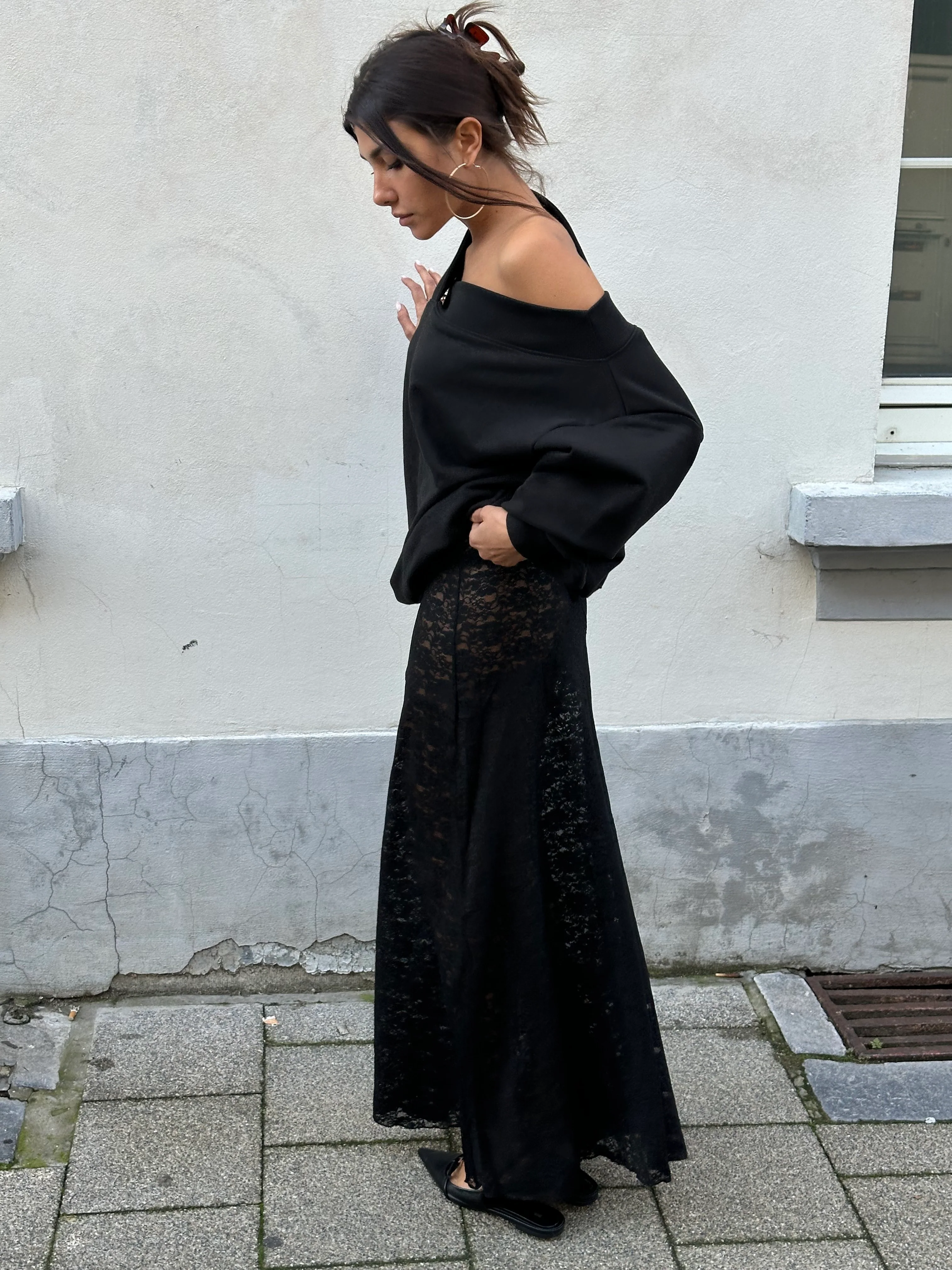 Long Lace Skirt Black - Image 4