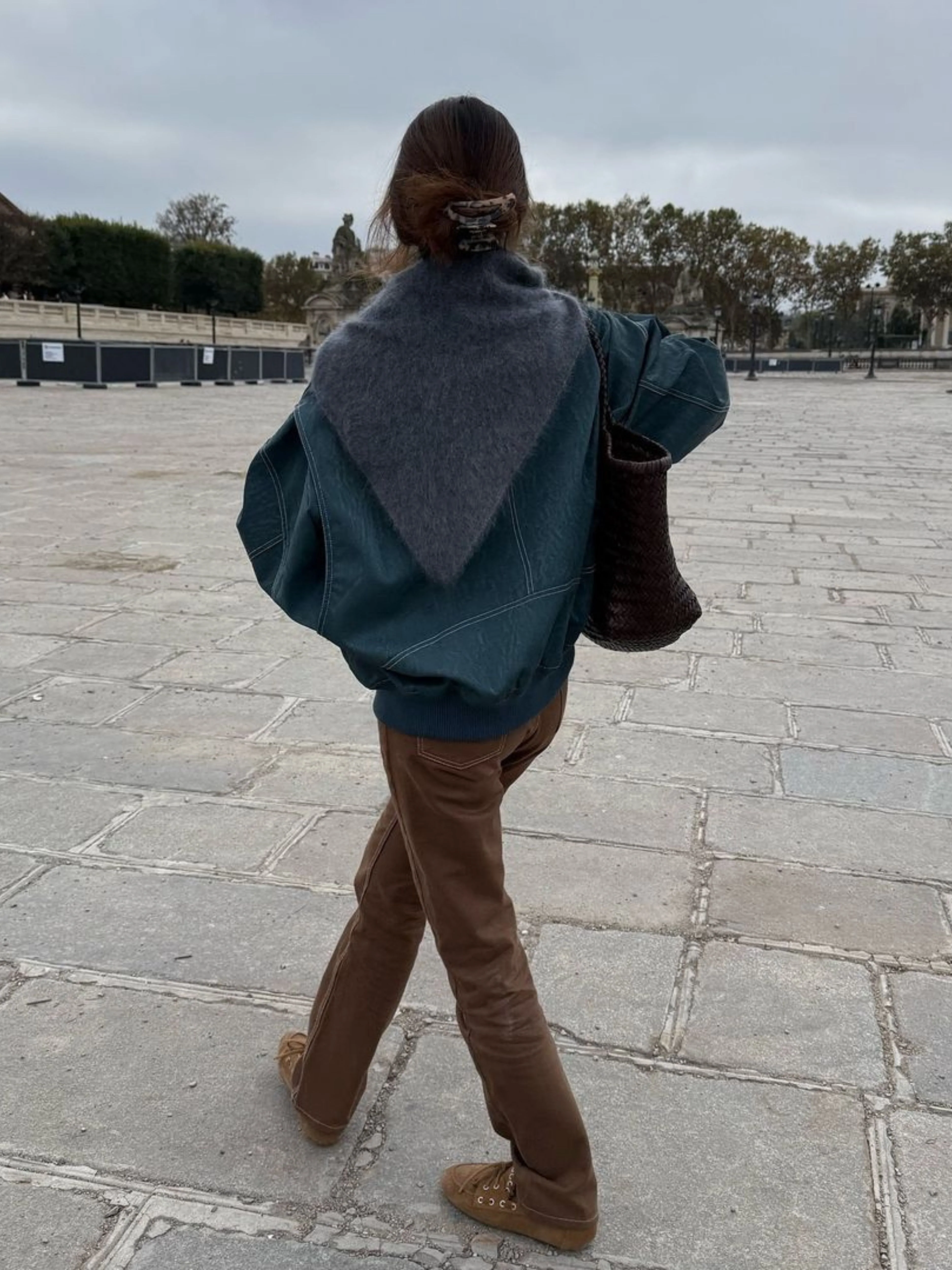 Oversized Contrast Stitch Jacket Deep Green - Image 8