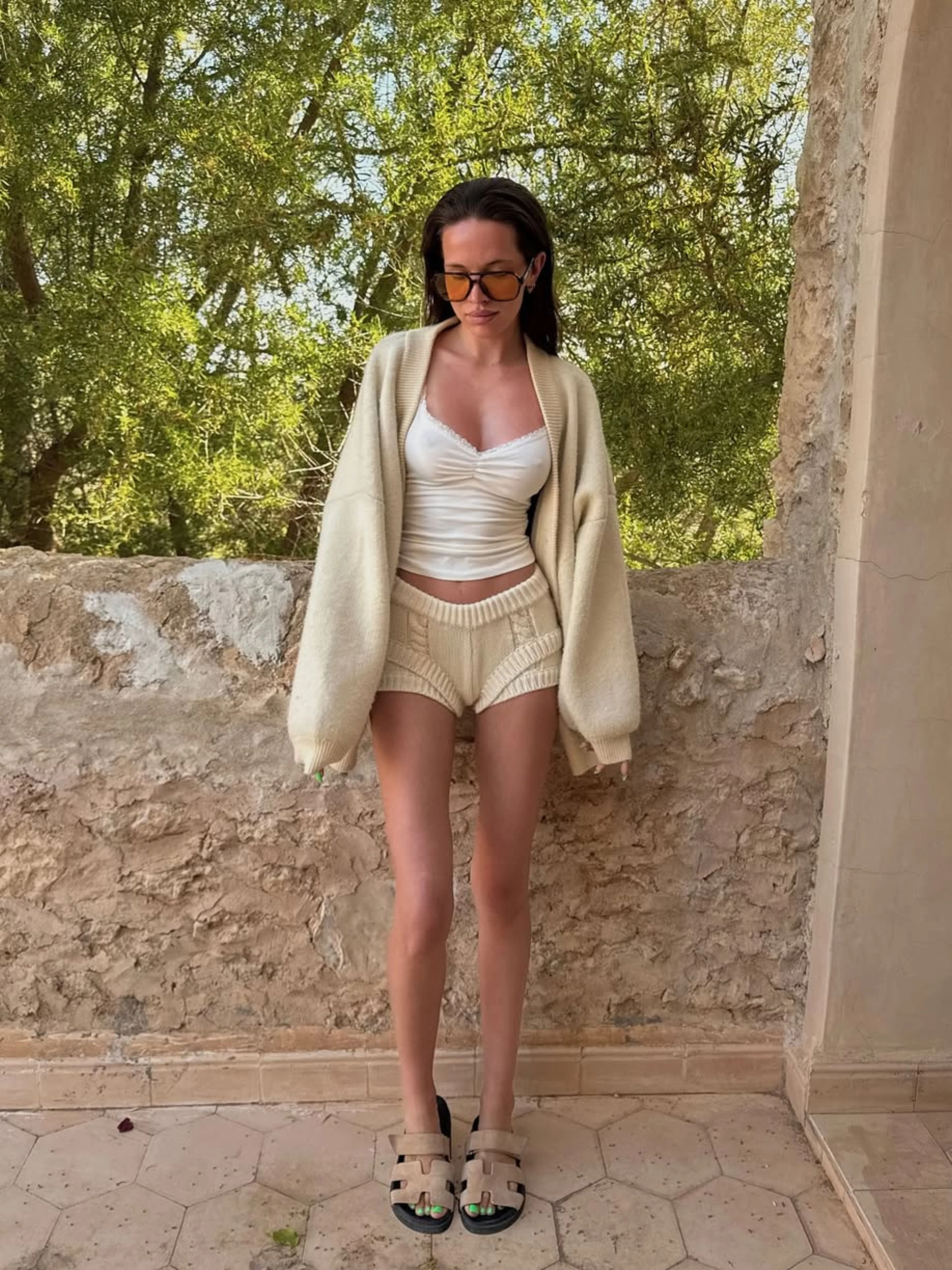 Oversized Press Button Cardigan Cream - Image 7