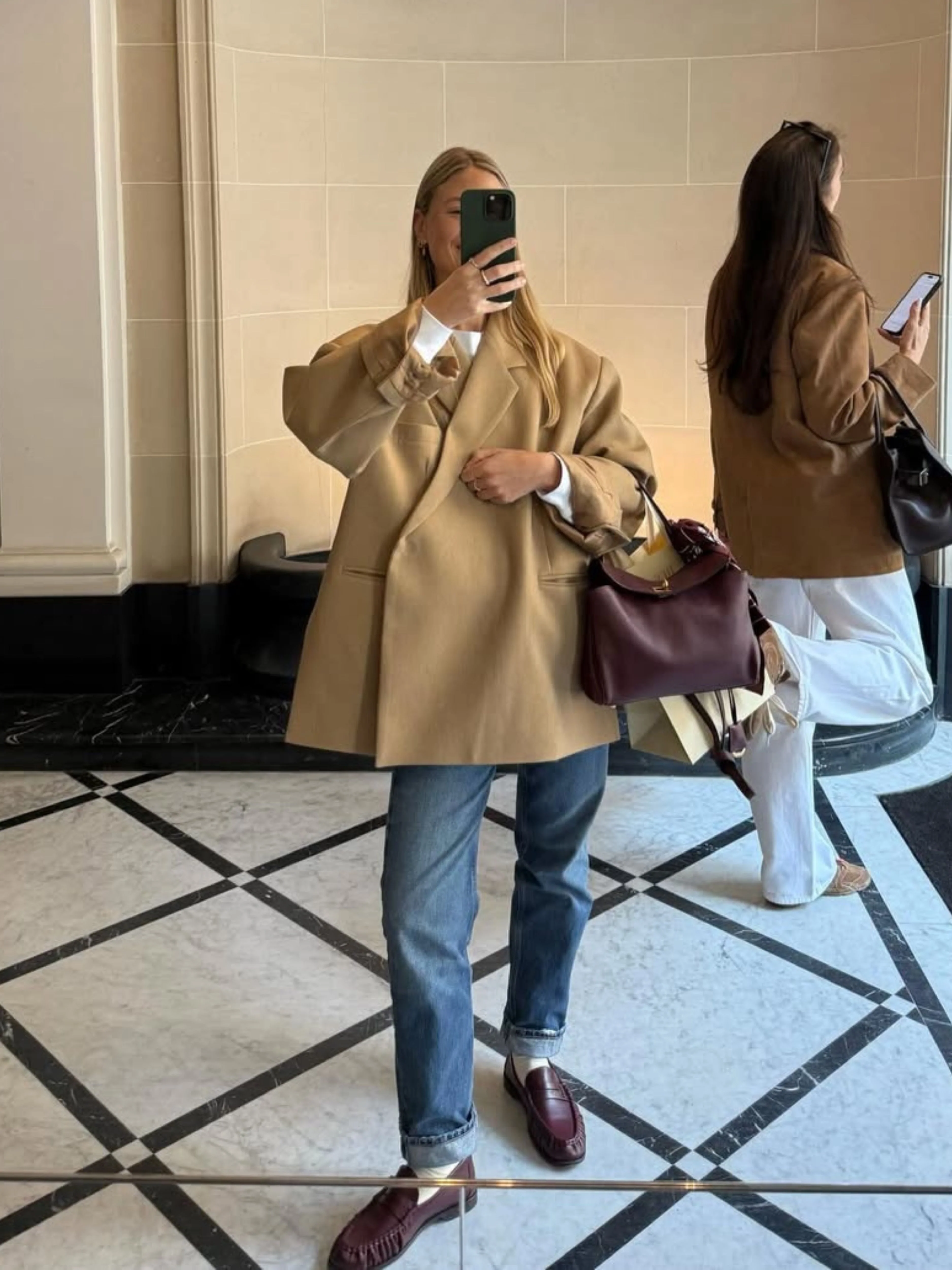 Oversized Side Slit Blazer Camel - Image 11