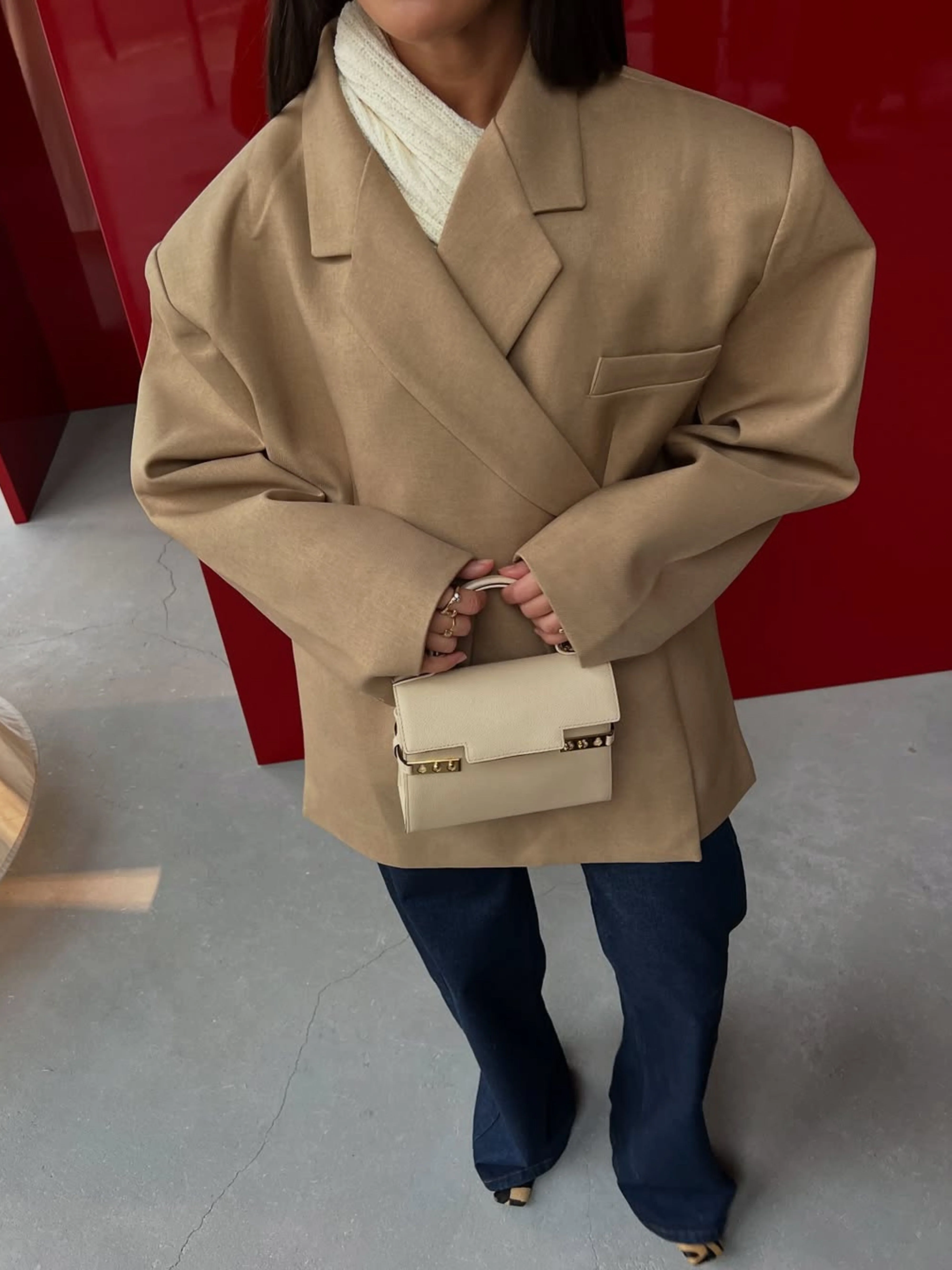 Oversized Side Slit Blazer Camel - Image 7