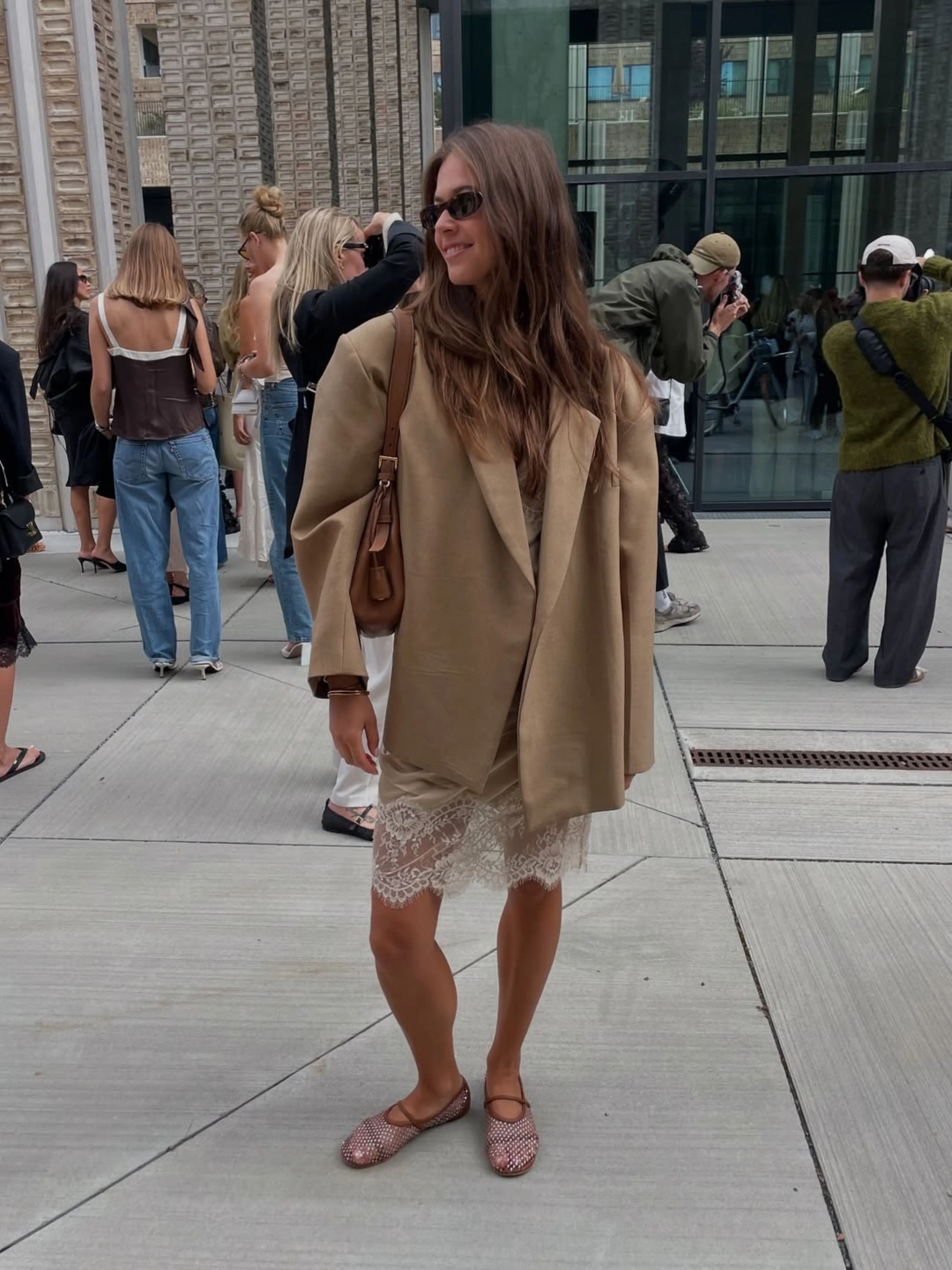 Oversized Side Slit Blazer Camel - Image 8