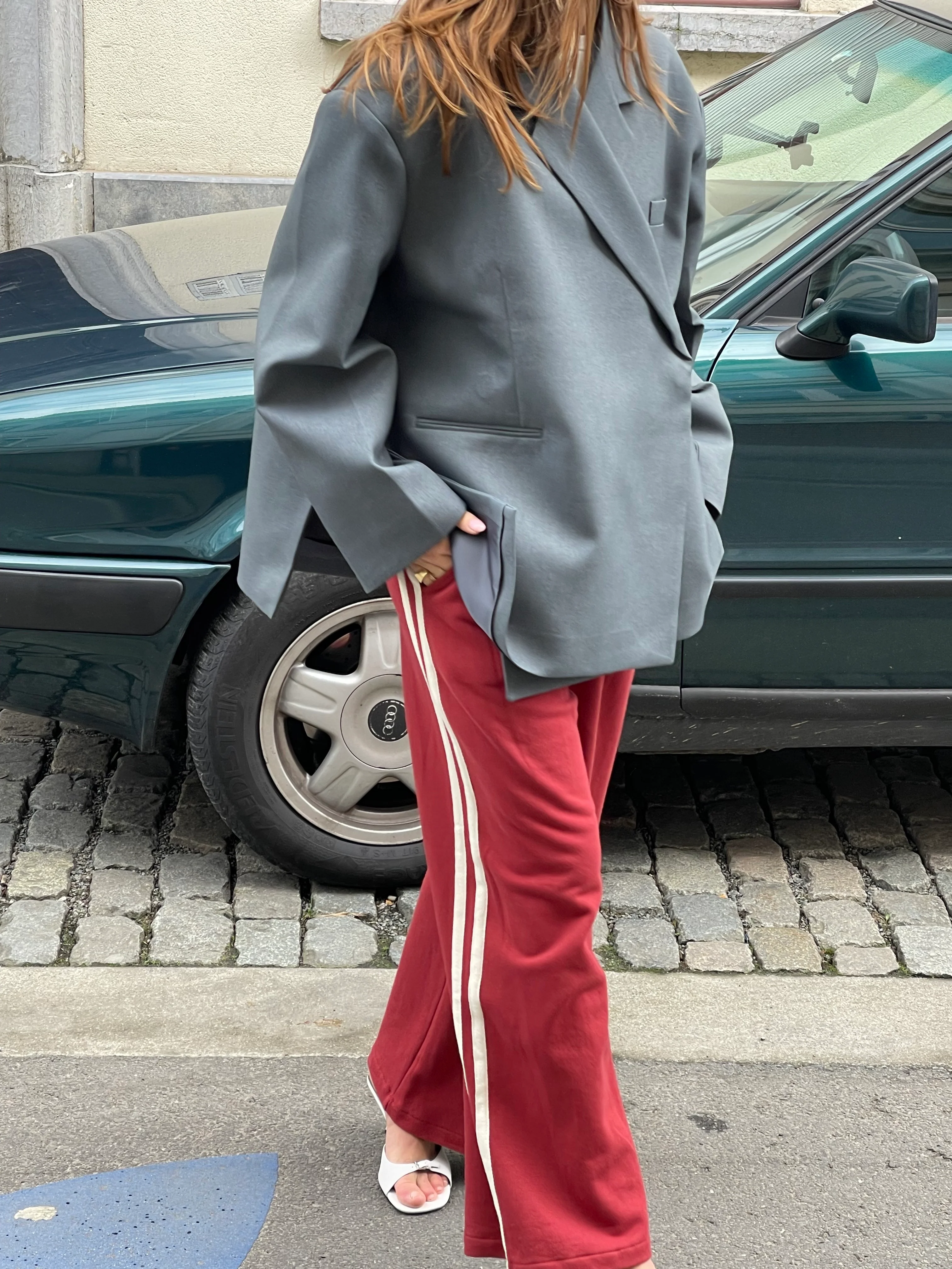 Oversized Side Slit Blazer Steel Blue - Image 13