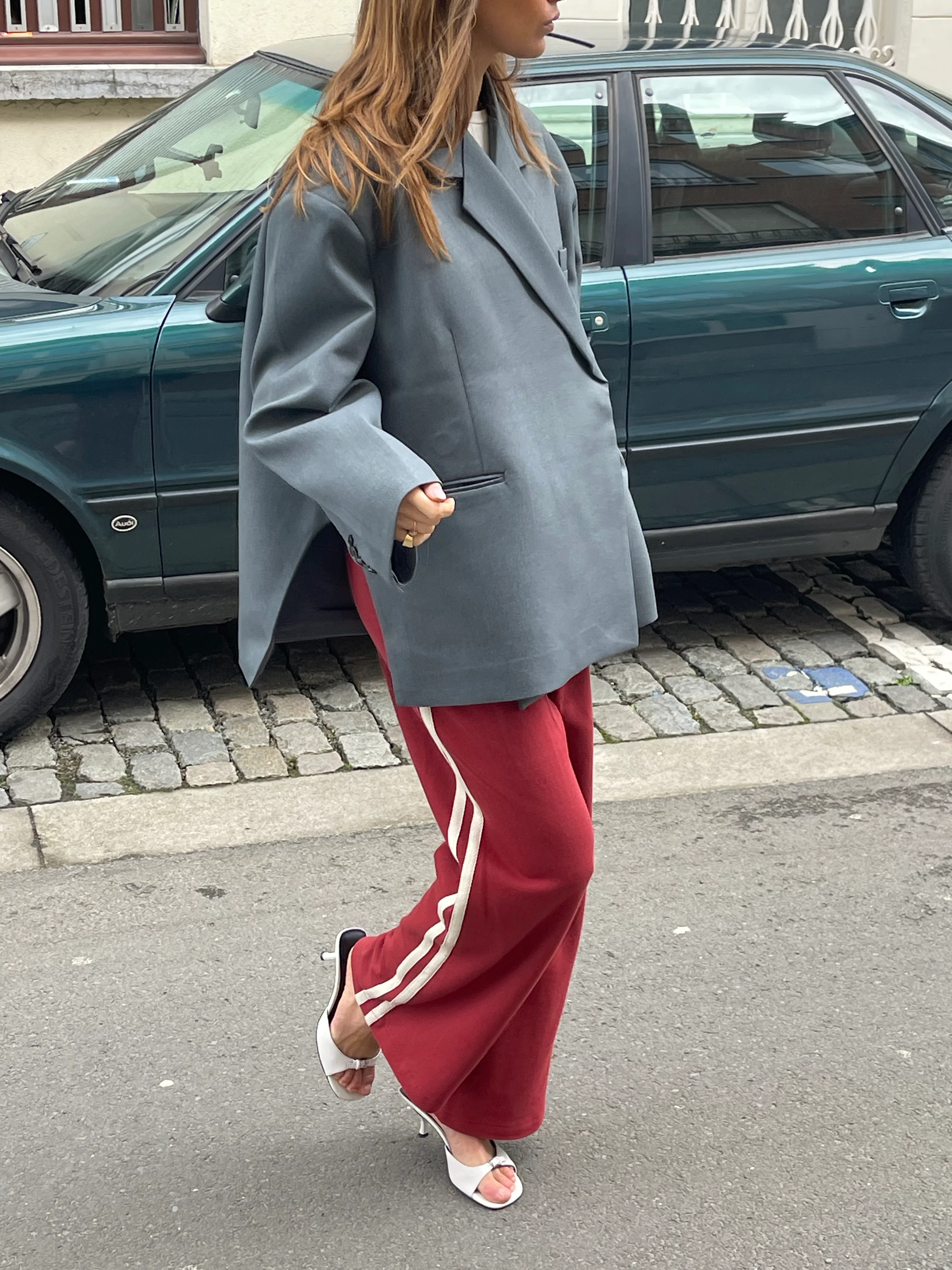 Oversized Side Slit Blazer Steel Blue - Image 17