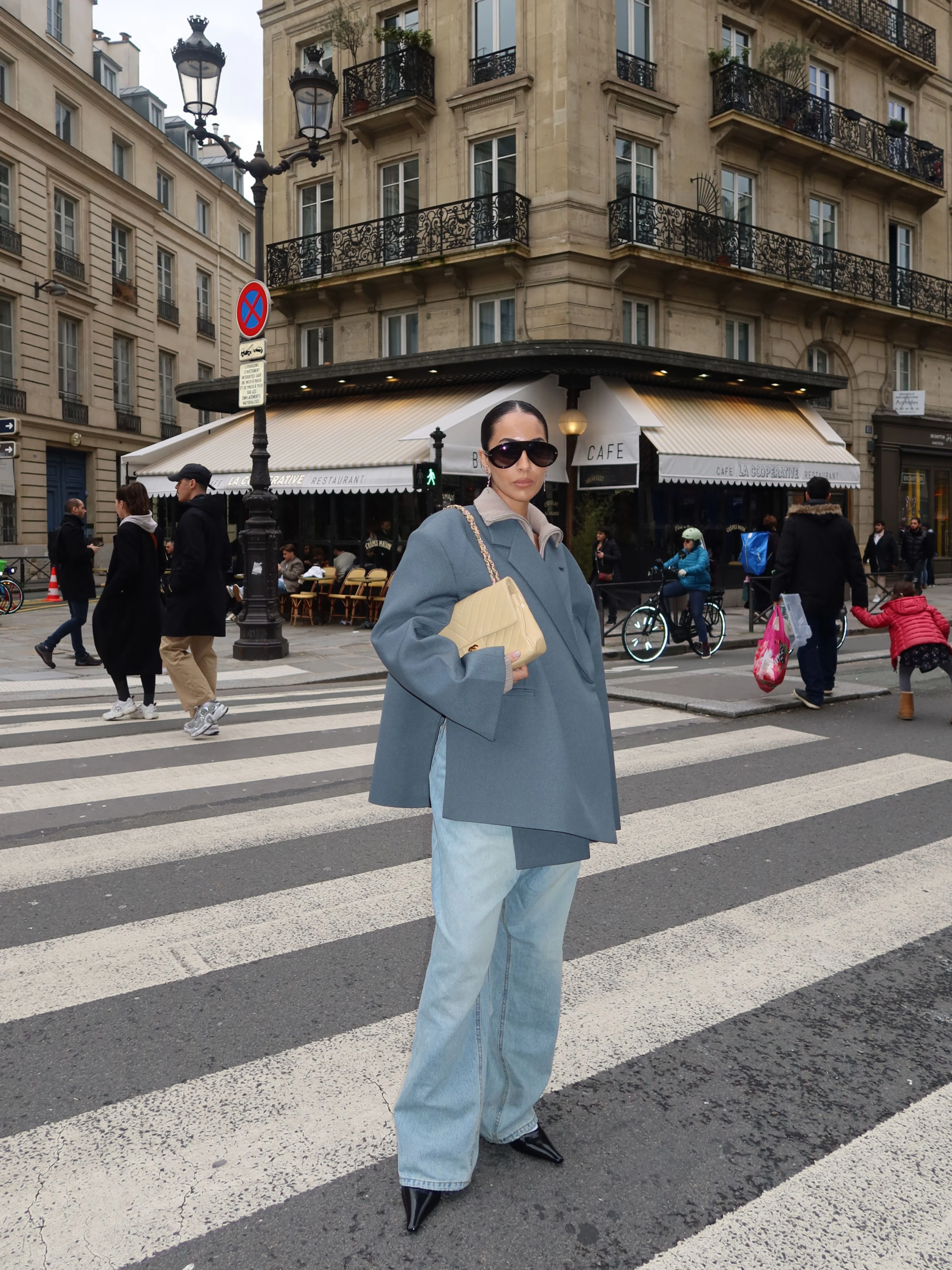 Oversized Side Slit Blazer Steel Blue - Image 18