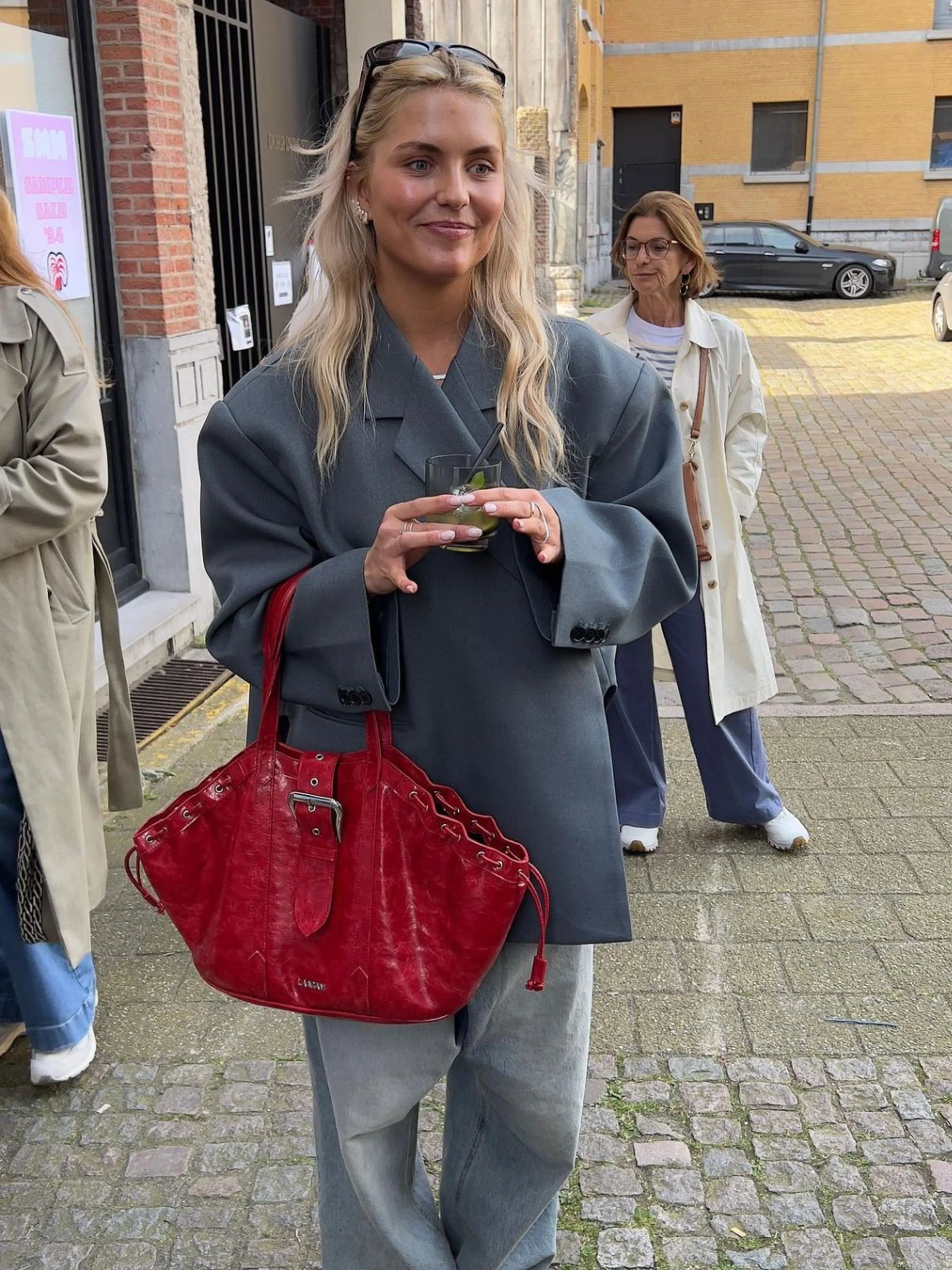 Oversized Side Slit Blazer Steel Blue - Image 4