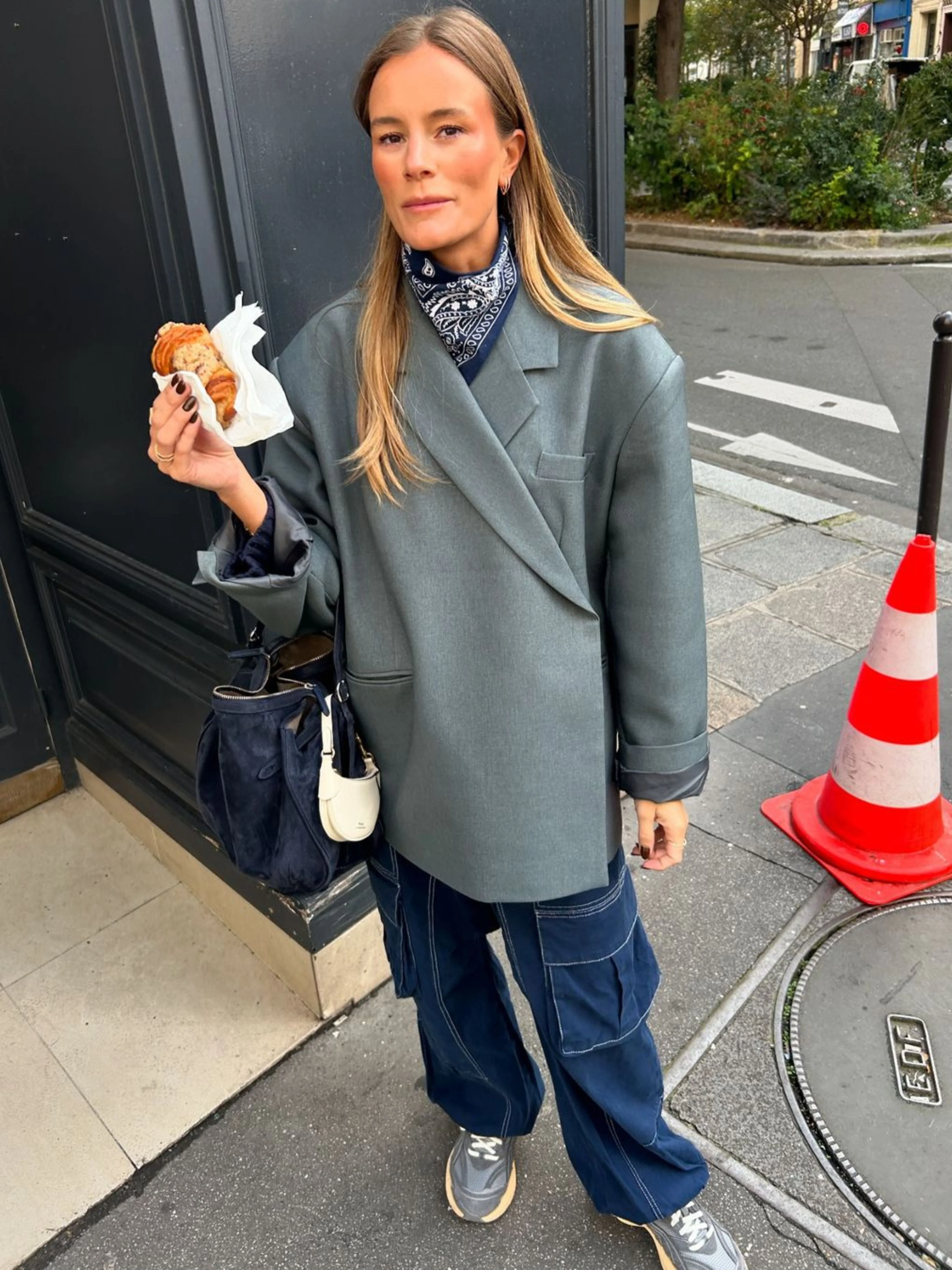 Oversized Side Slit Blazer Steel Blue - Image 5