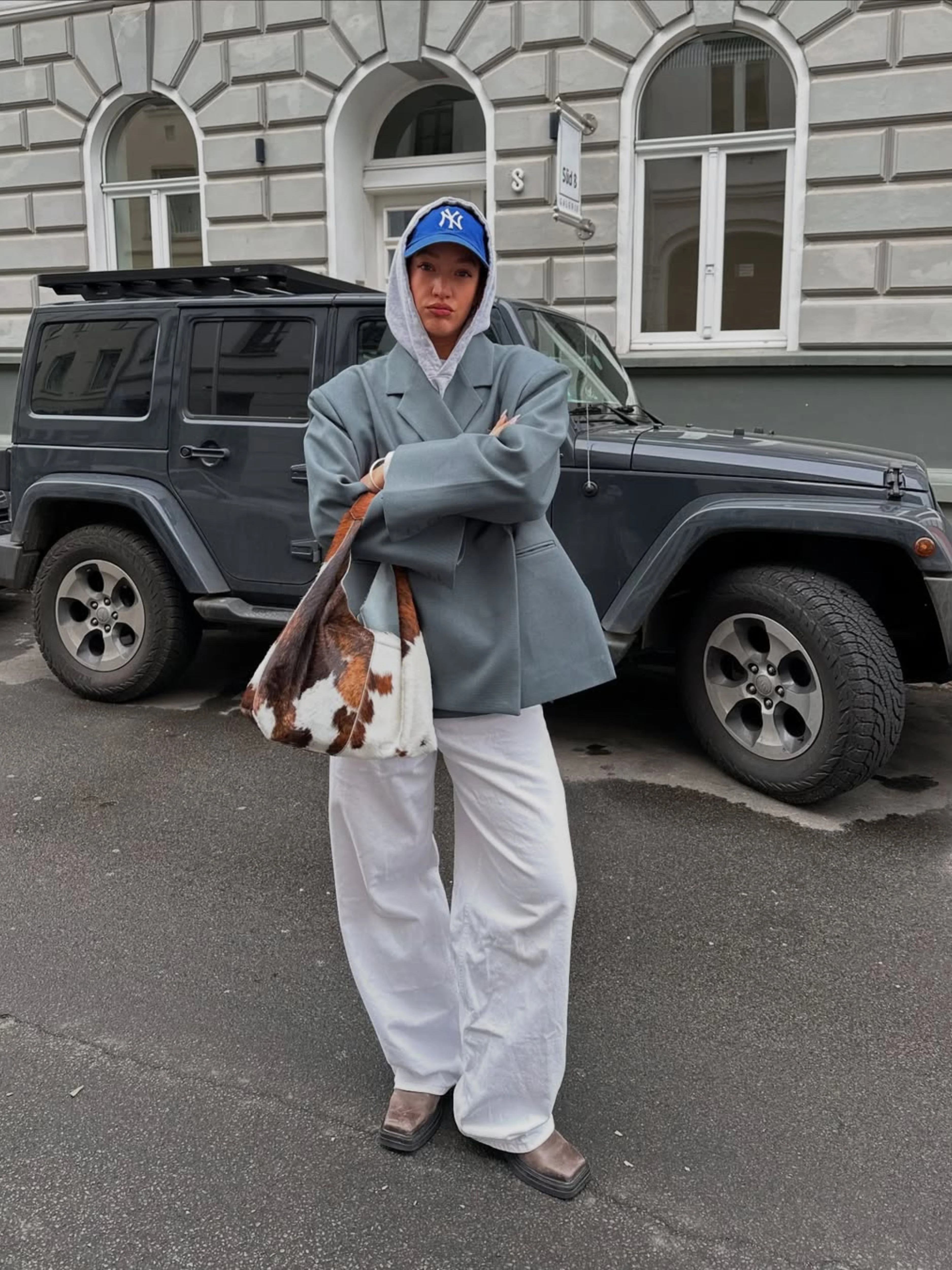 Oversized Side Slit Blazer Steel Blue - Image 6