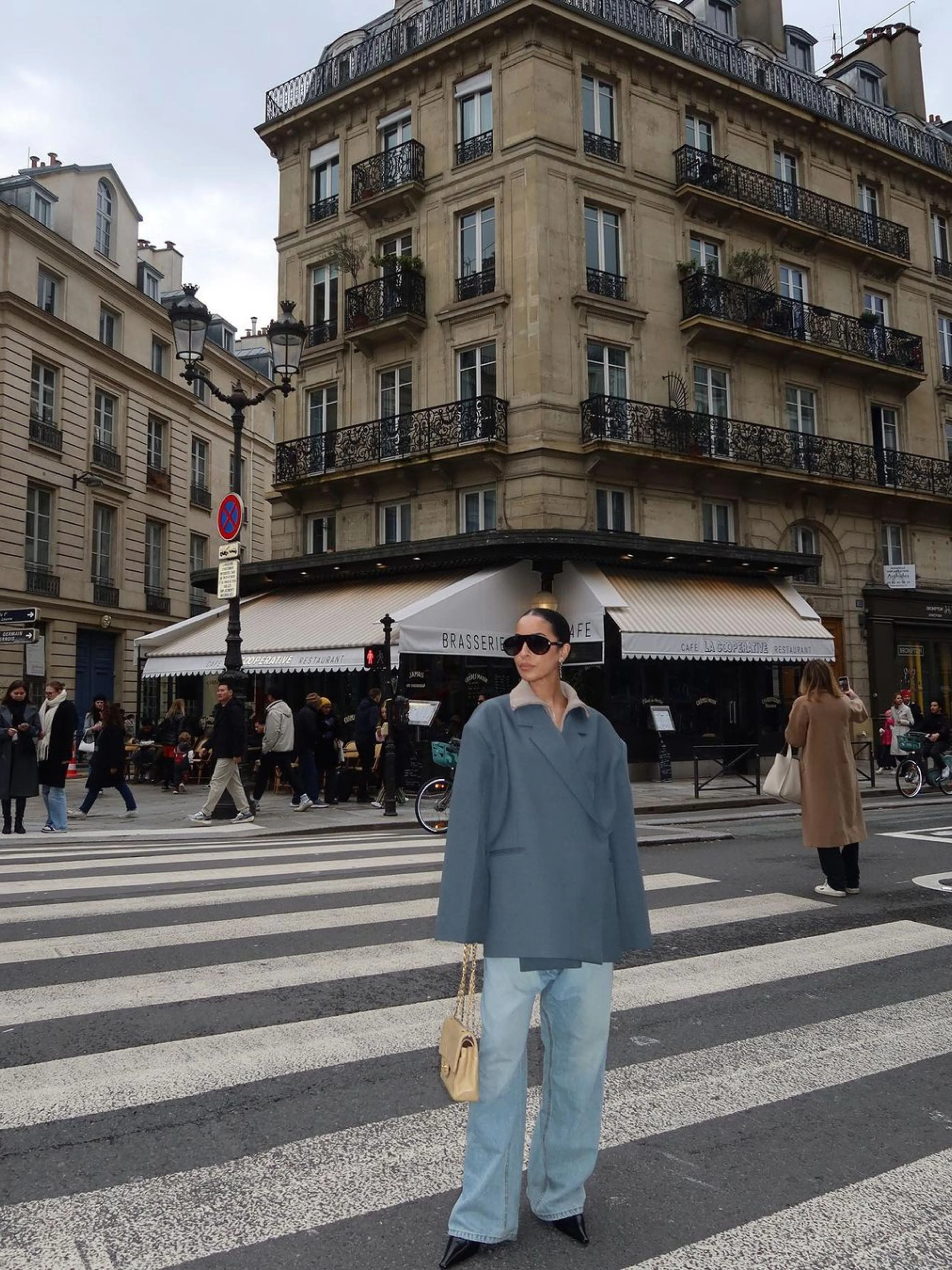 Oversized Side Slit Blazer Steel Blue - Image 7