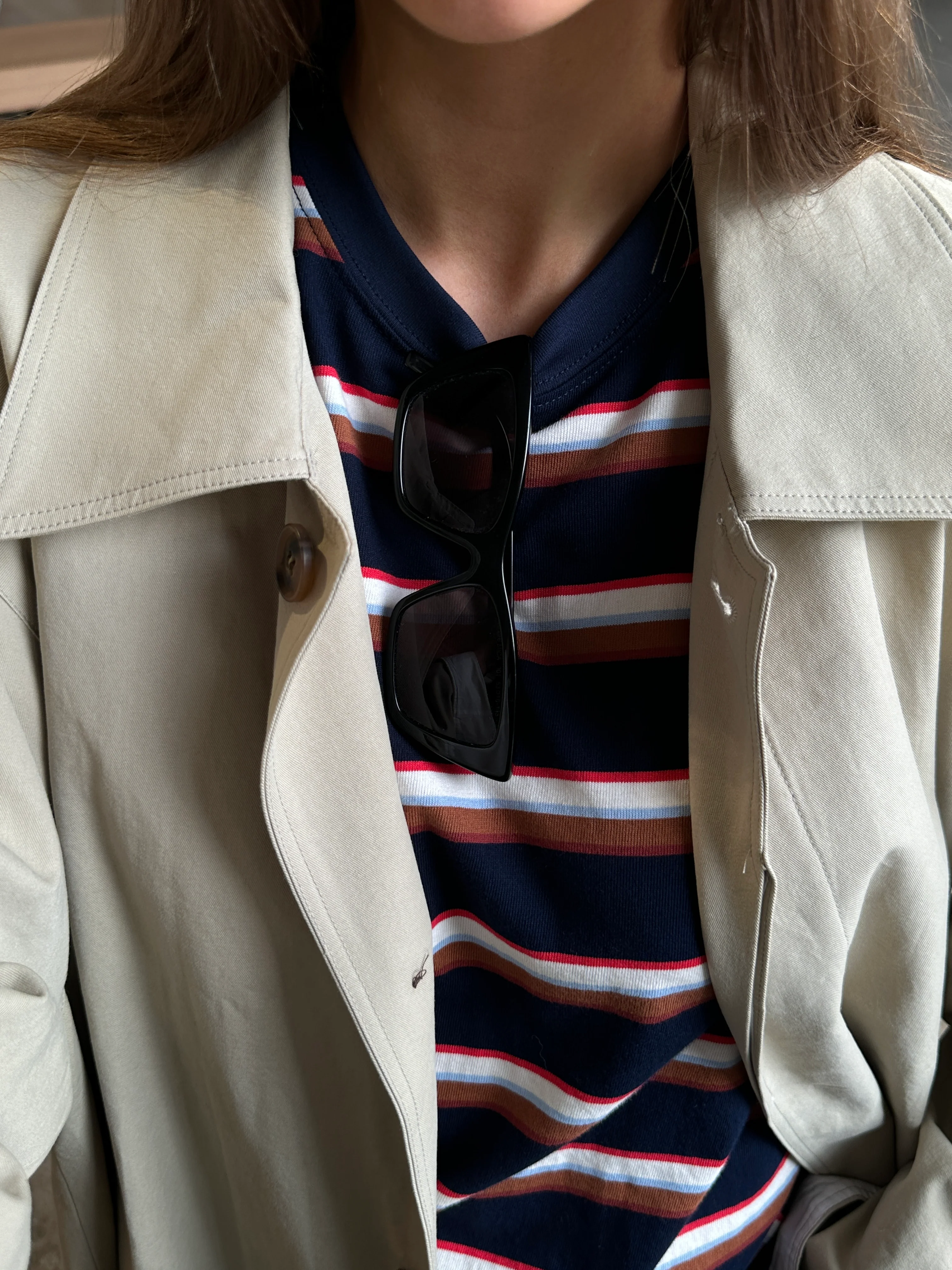 Oversized Striped Longsleeve Tee Navy - Image 6