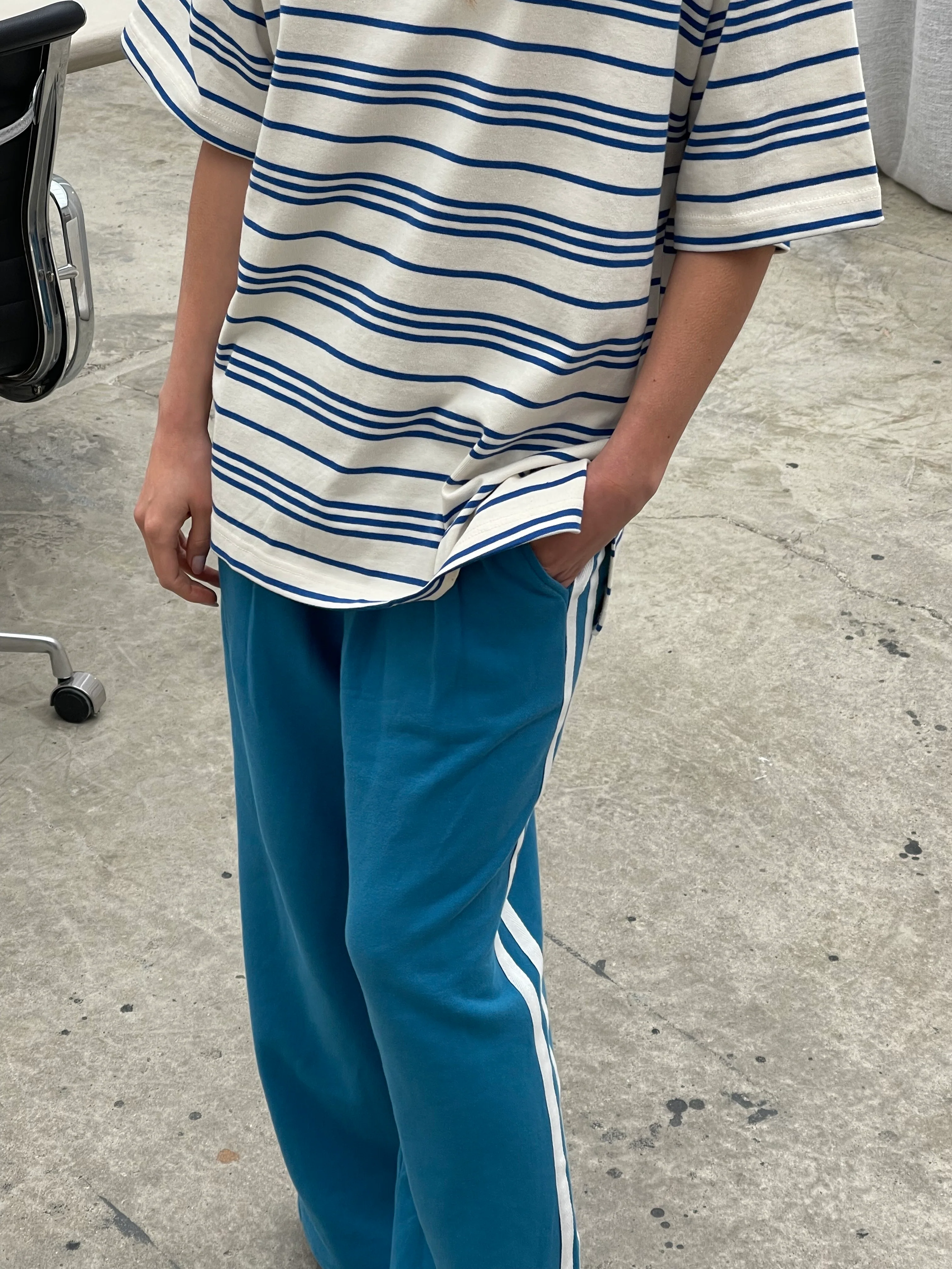 Oversized Striped Round Neck Tee Ivory - Image 5