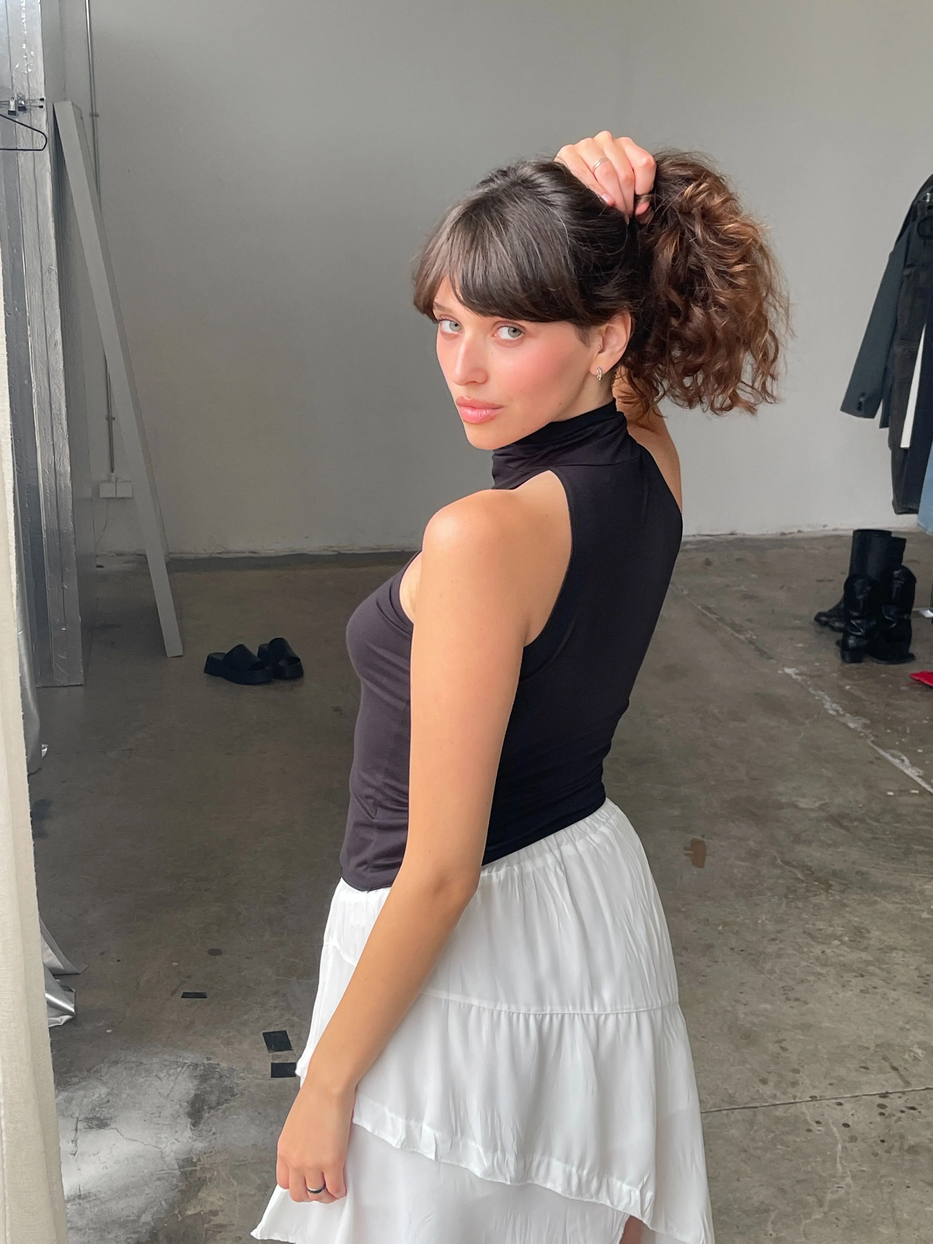 Scarf Detail Sleeveless Top Black - Image 10