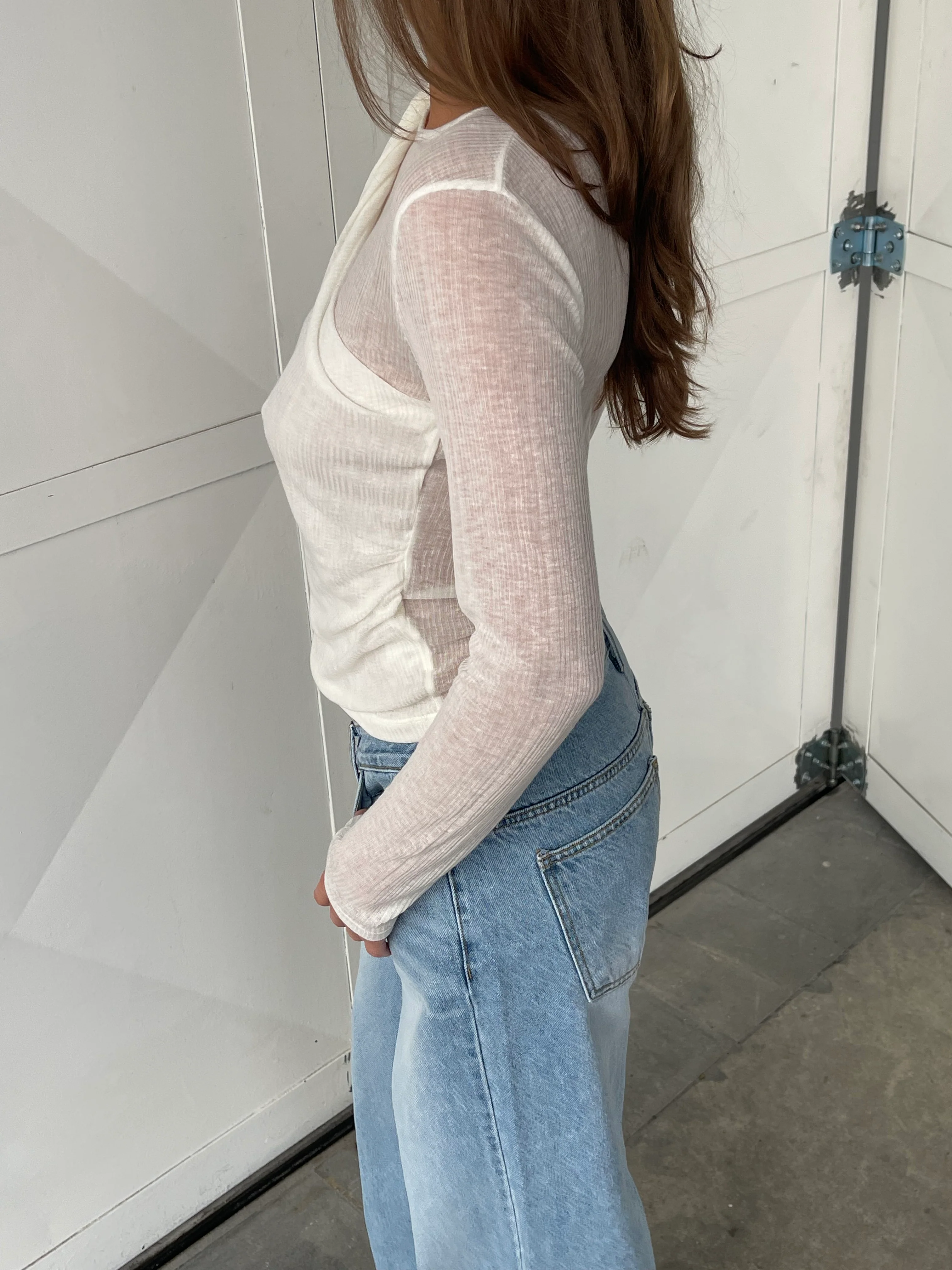 Shoulder Twist Longsleeve Top White - Image 6