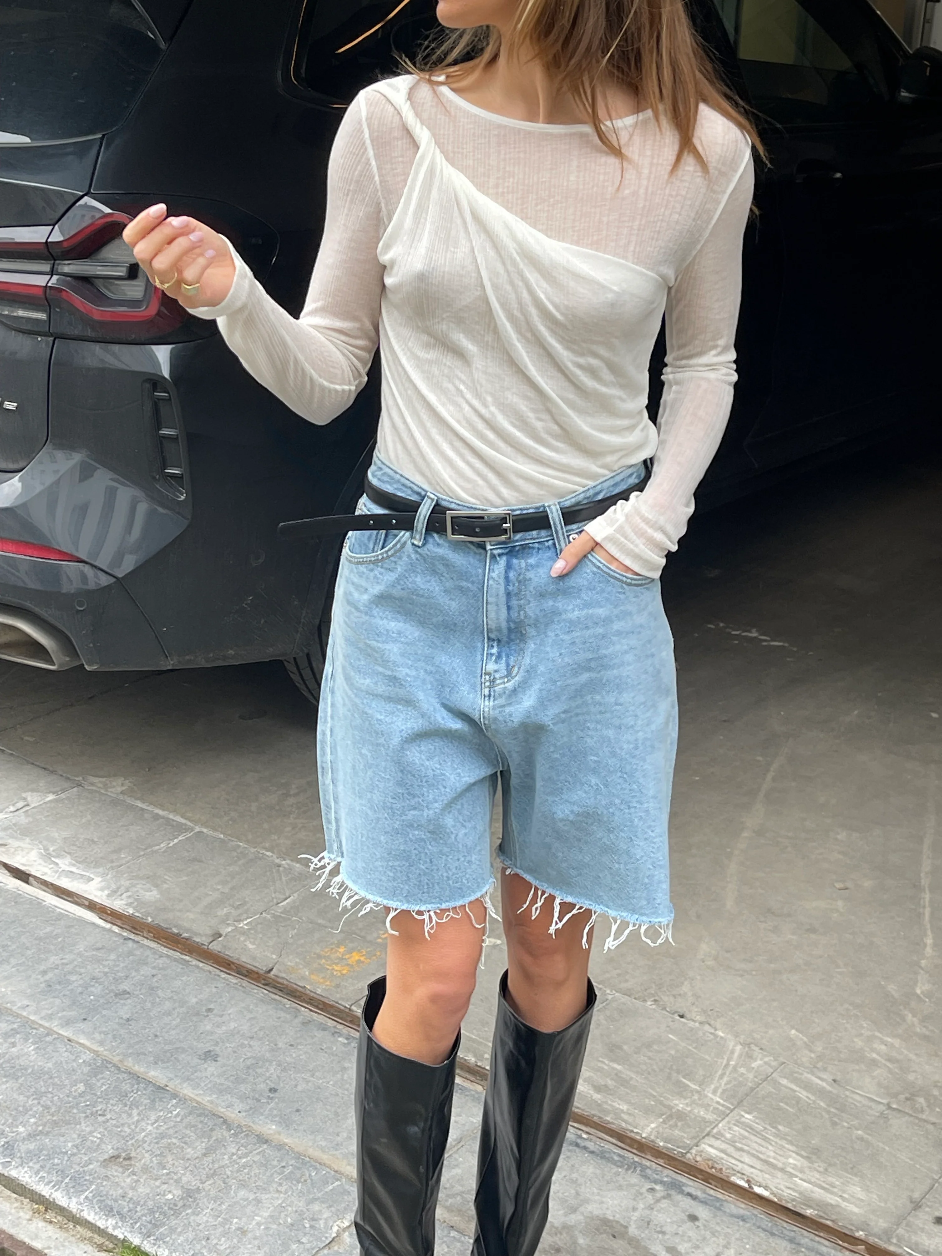 Shoulder Twist Longsleeve Top White - Image 7