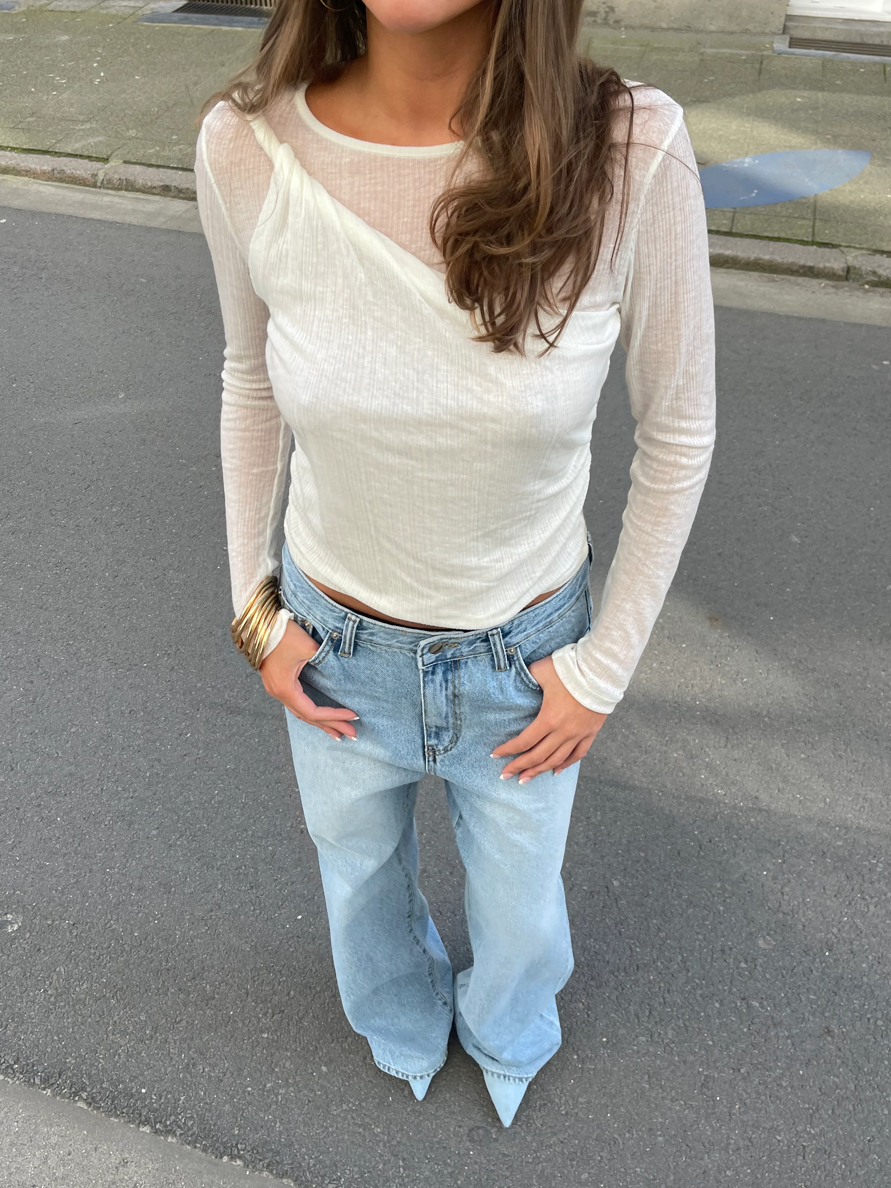 Shoulder Twist Longsleeve Top White - Image 9