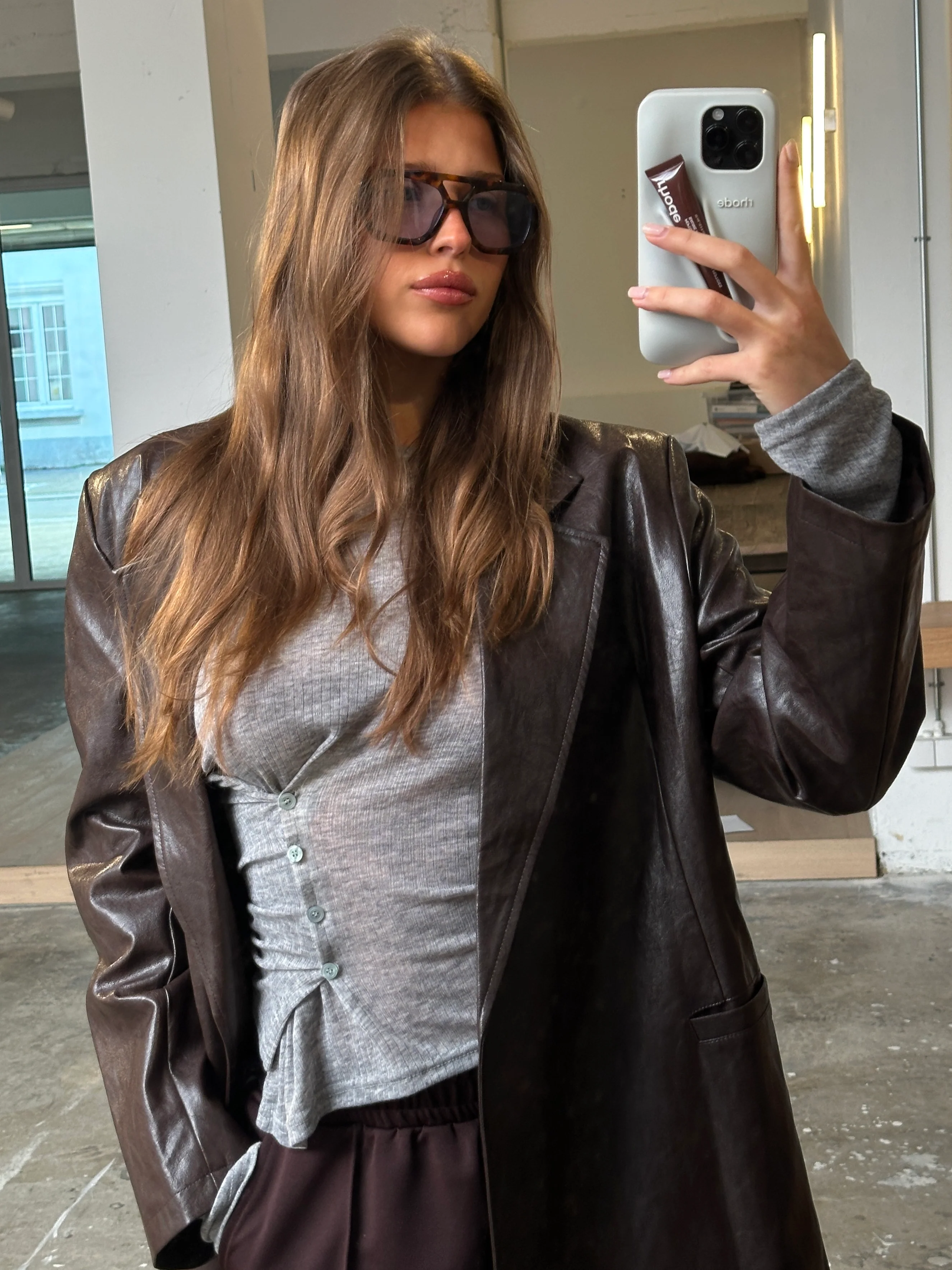 Side Buttoned Longsleeve Top Grey - Image 3