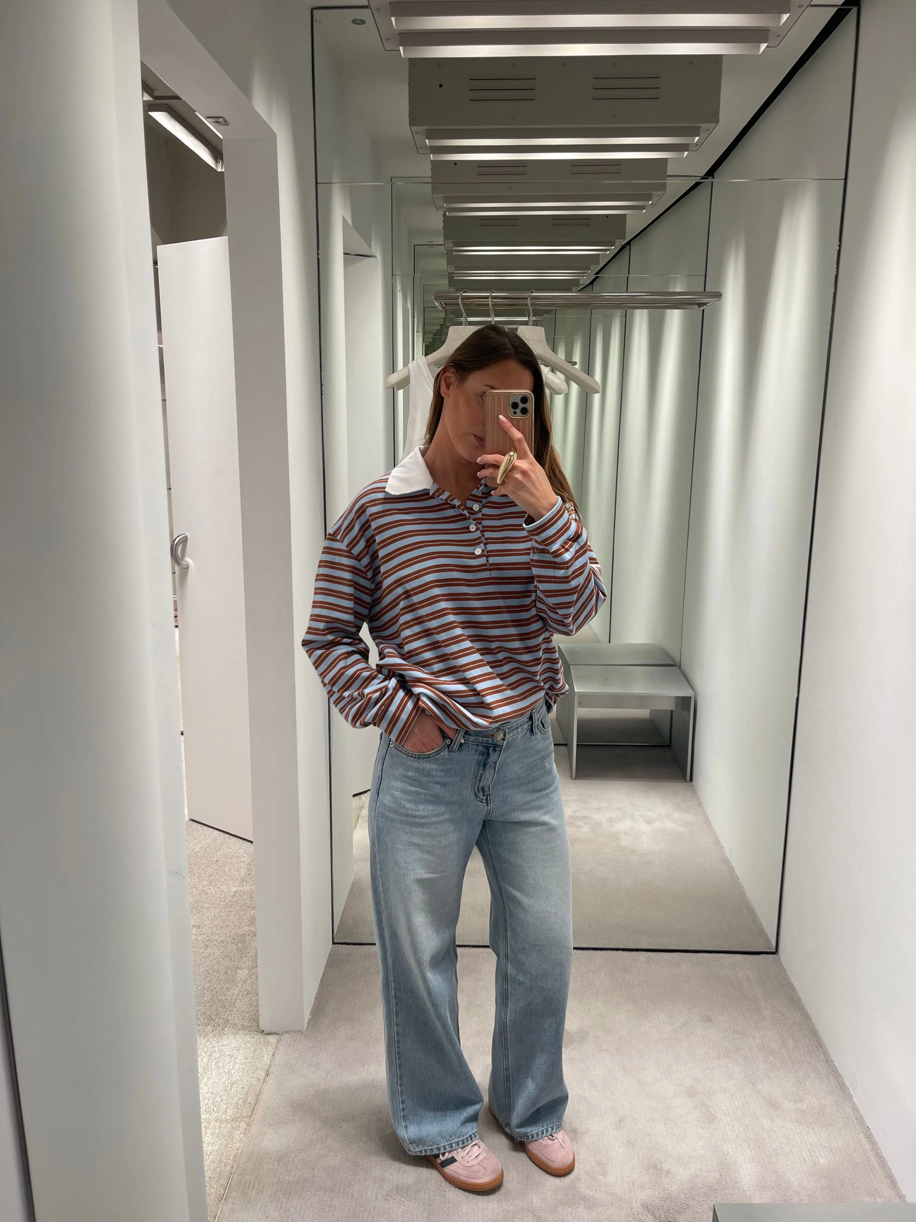 Striped Contrast Collar Polo Light Blue - Image 7