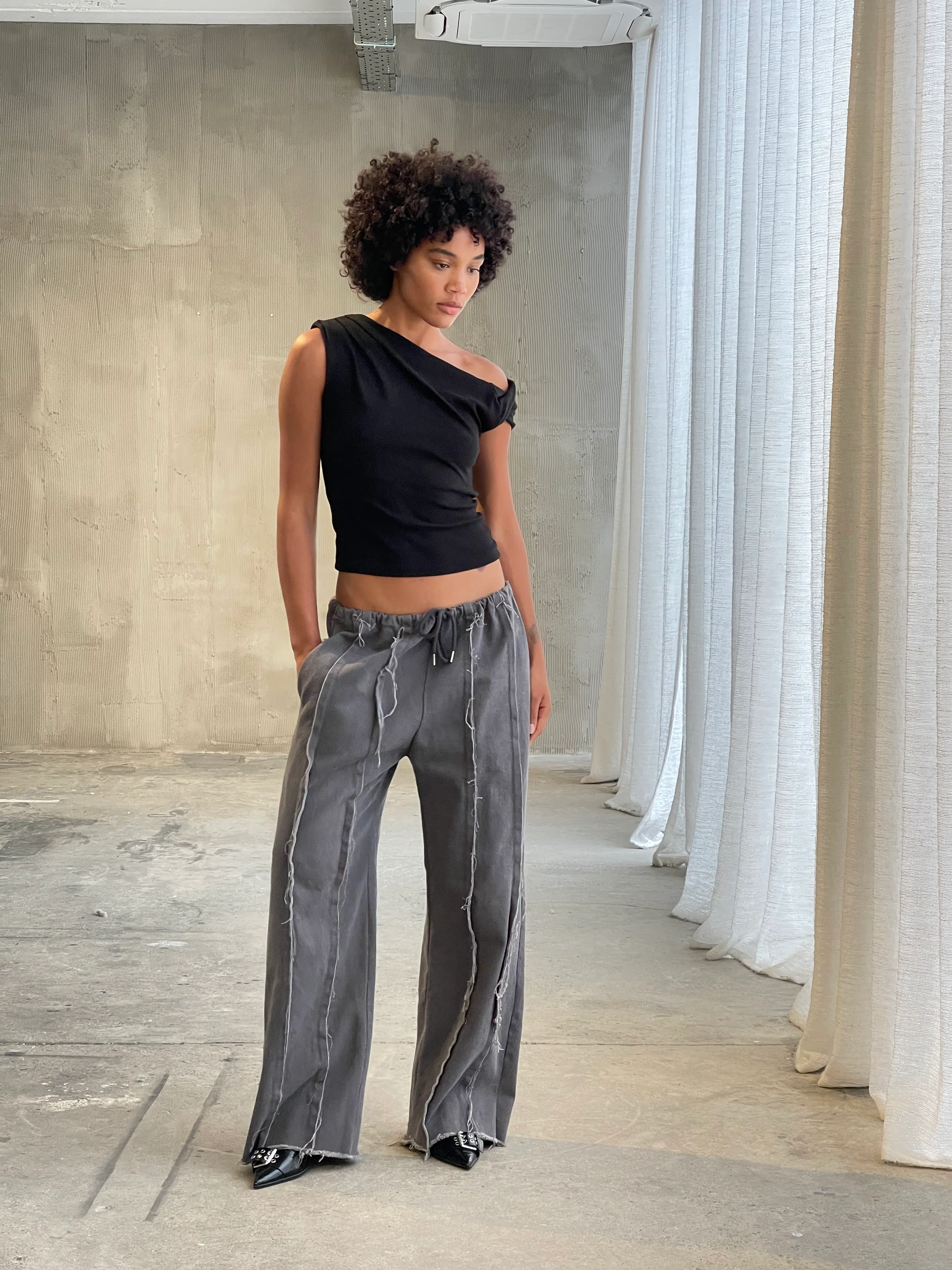 Twisted Draped Top Black - Image 9