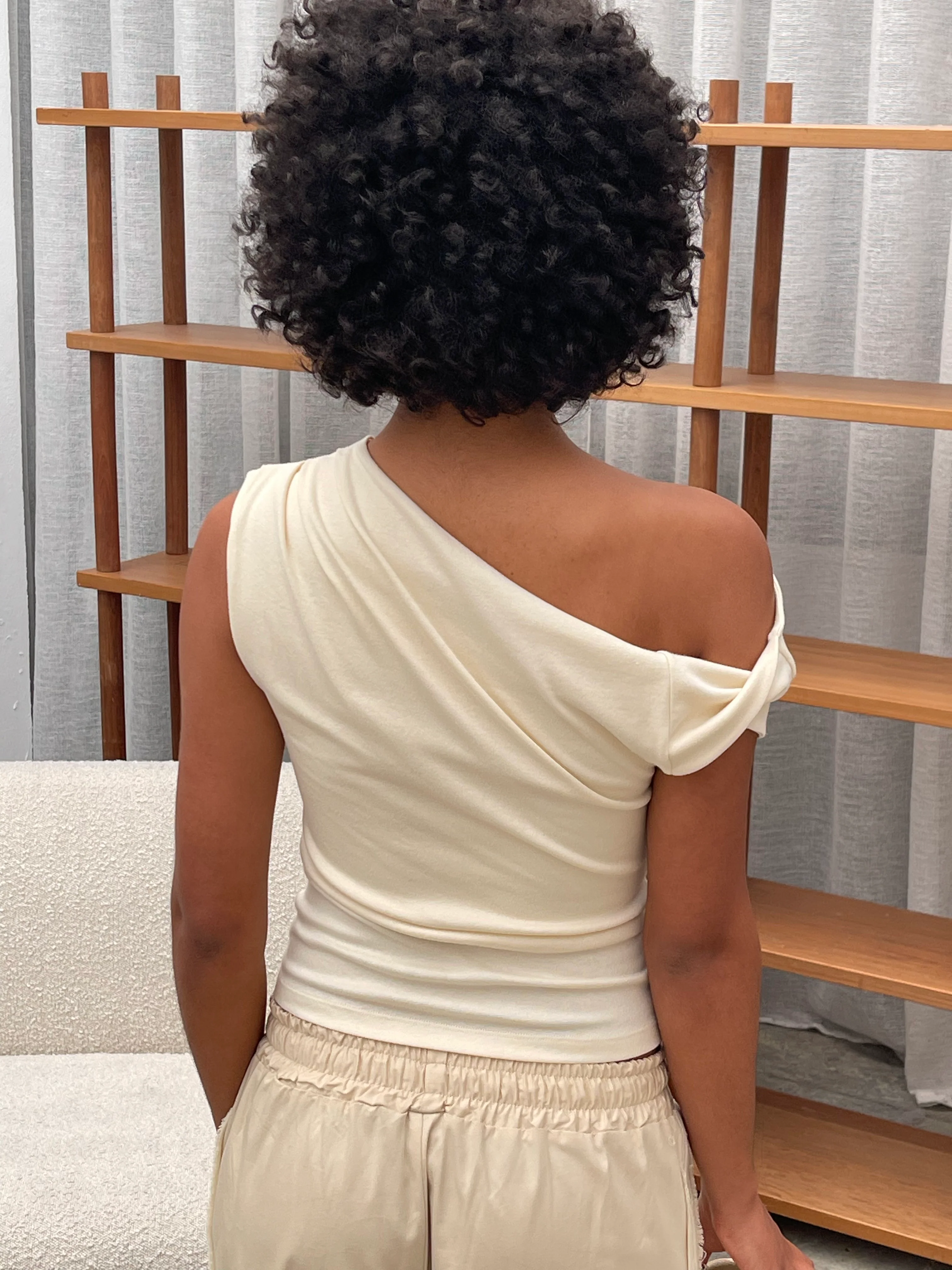 Twisted Draped Top Ivory - Image 4