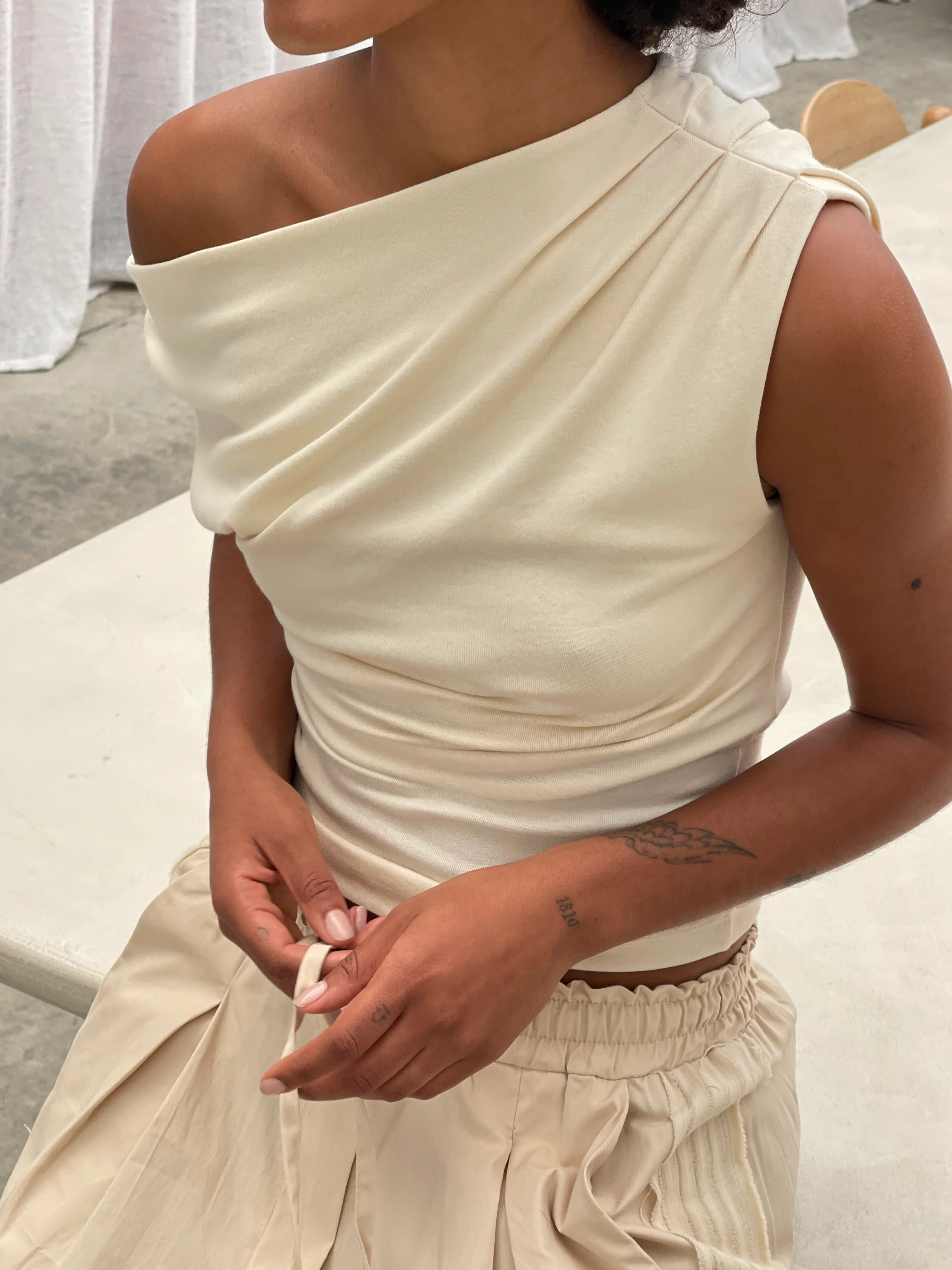 Twisted Draped Top Ivory - Image 6