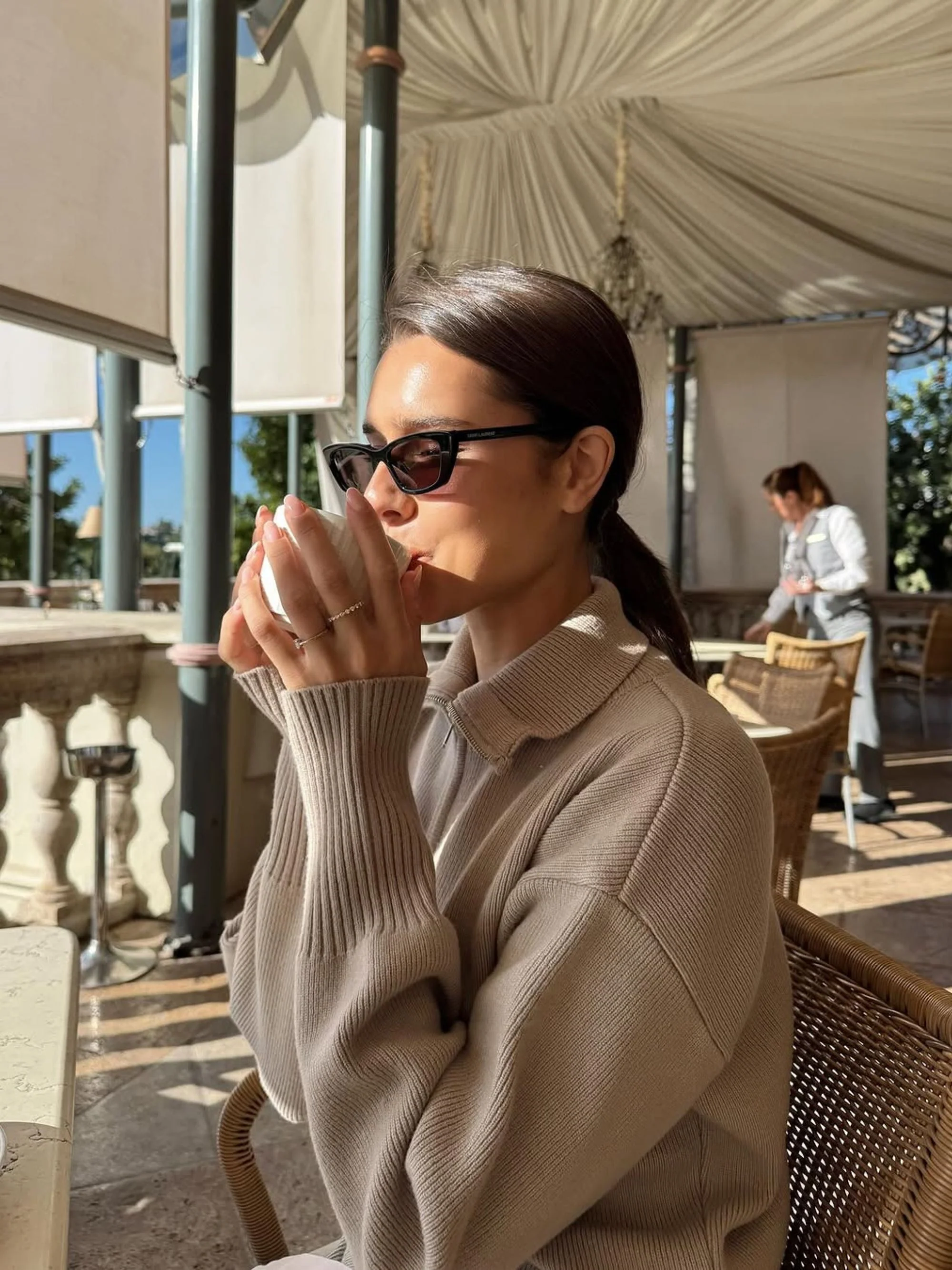 Two Way Zip Cardigan Beige - Image 3