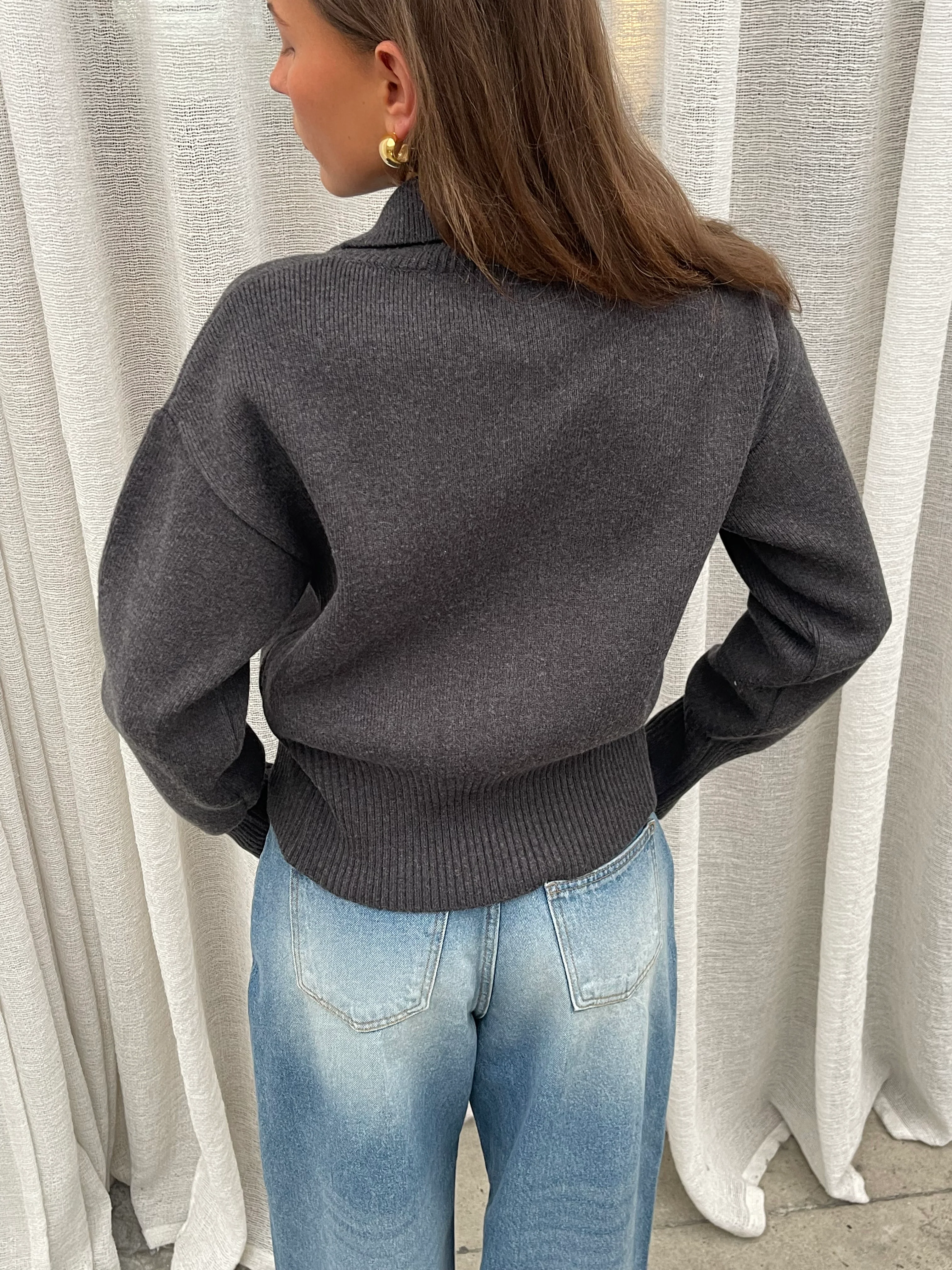 Two Way Zip Cardigan Grey - Image 10