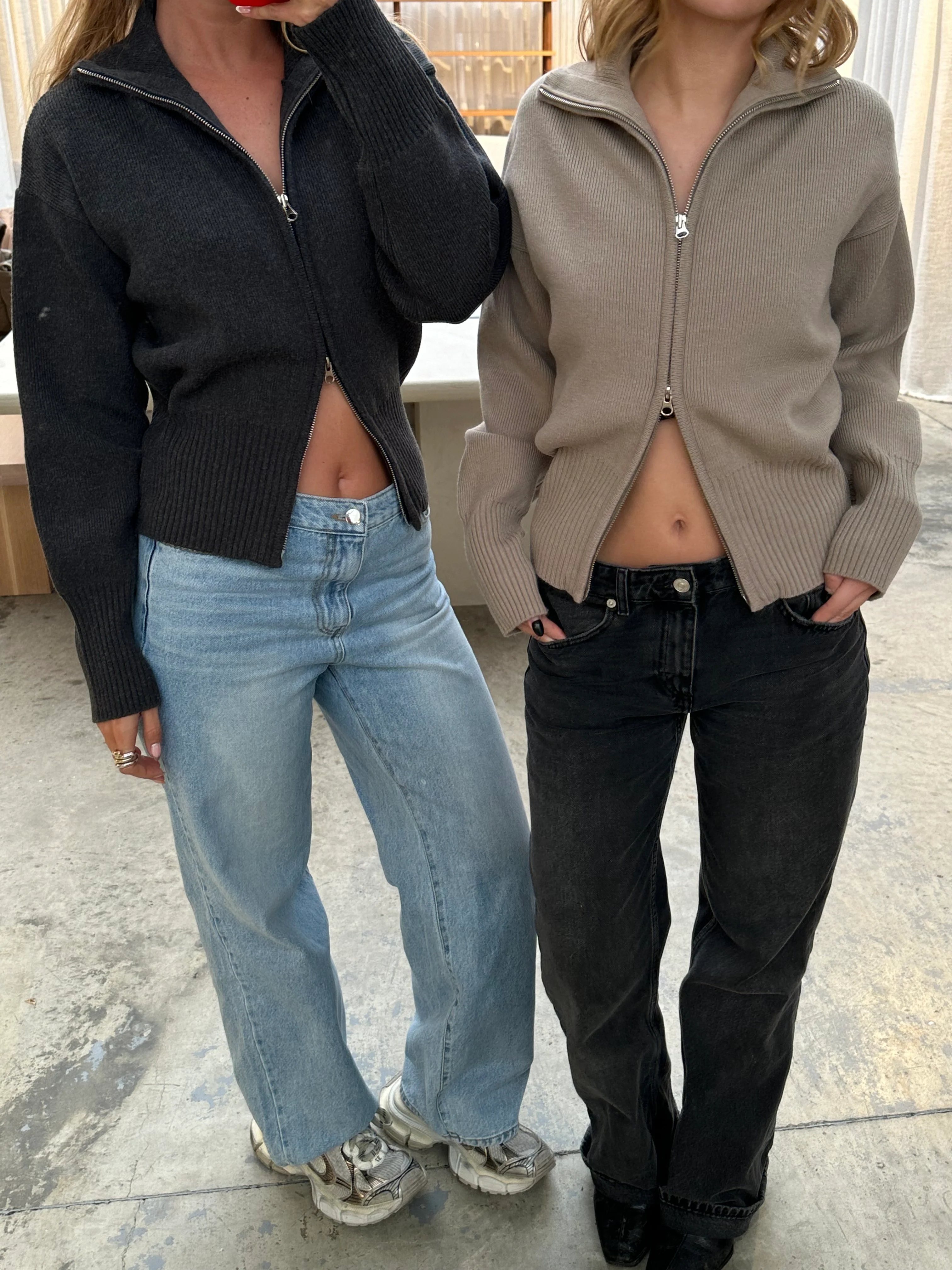 Two Way Zip Cardigan Grey - Image 15