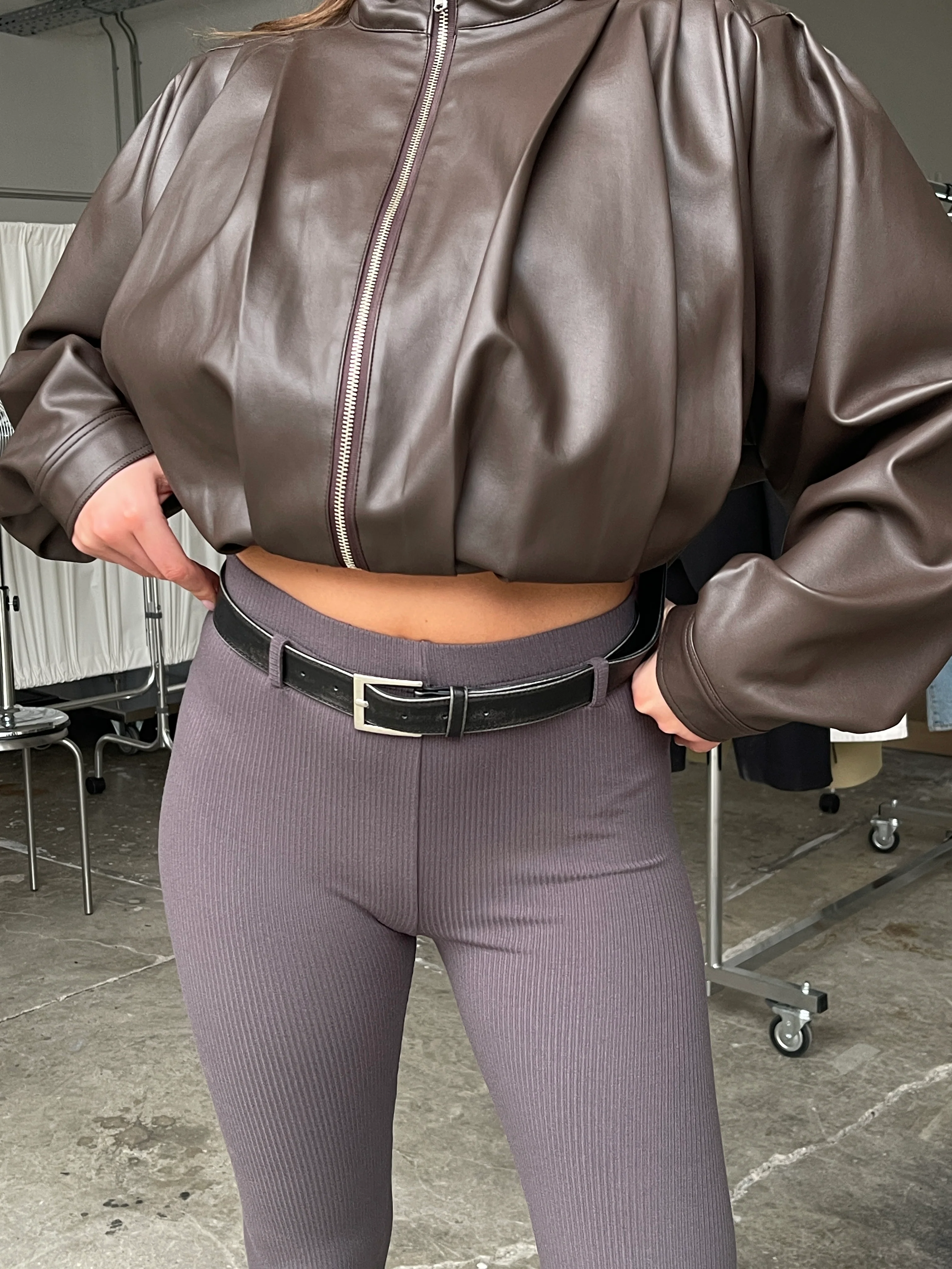 Washed Leather Look Belt Black - Image 3